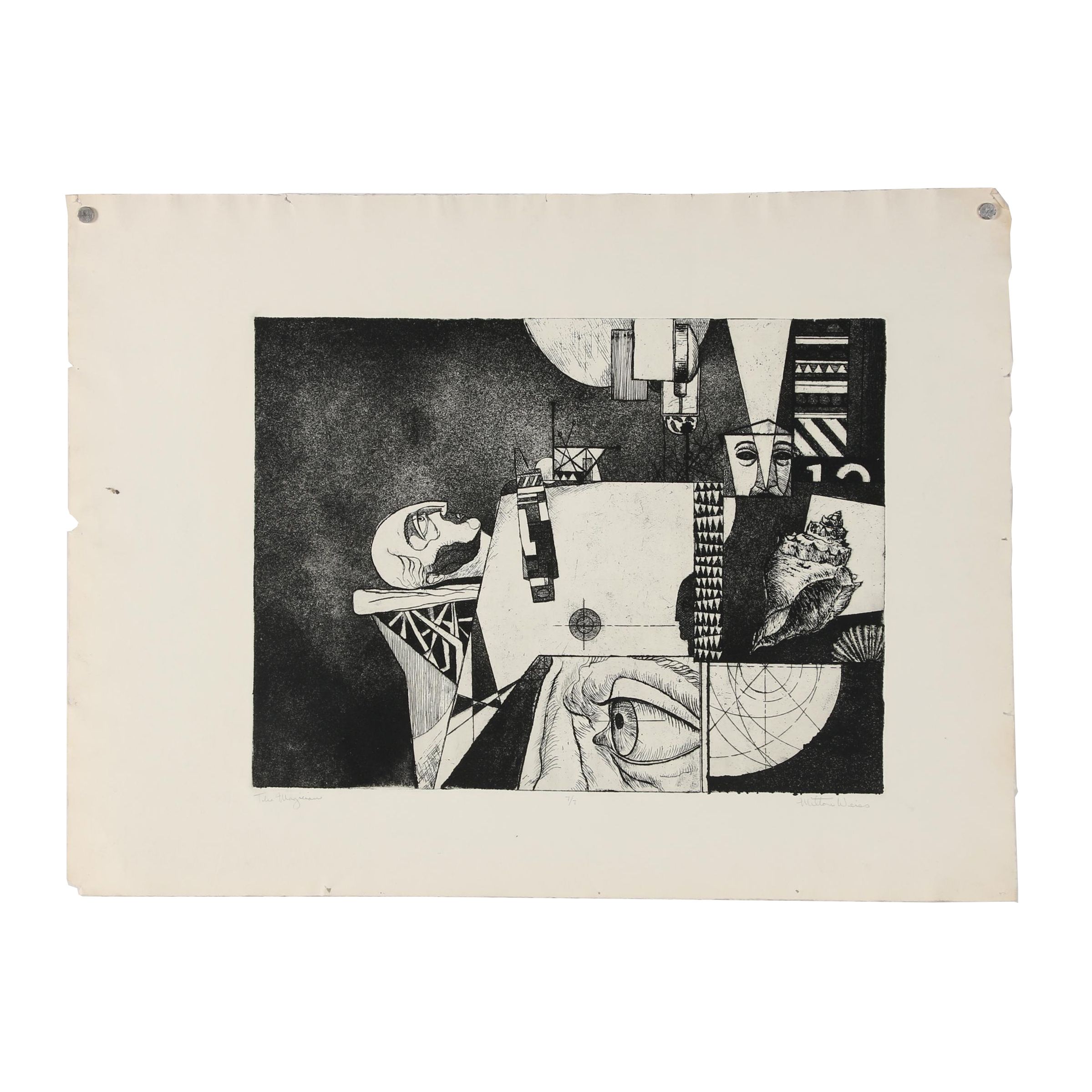 Milton Weiss Etching with Aquatint "The Magician"