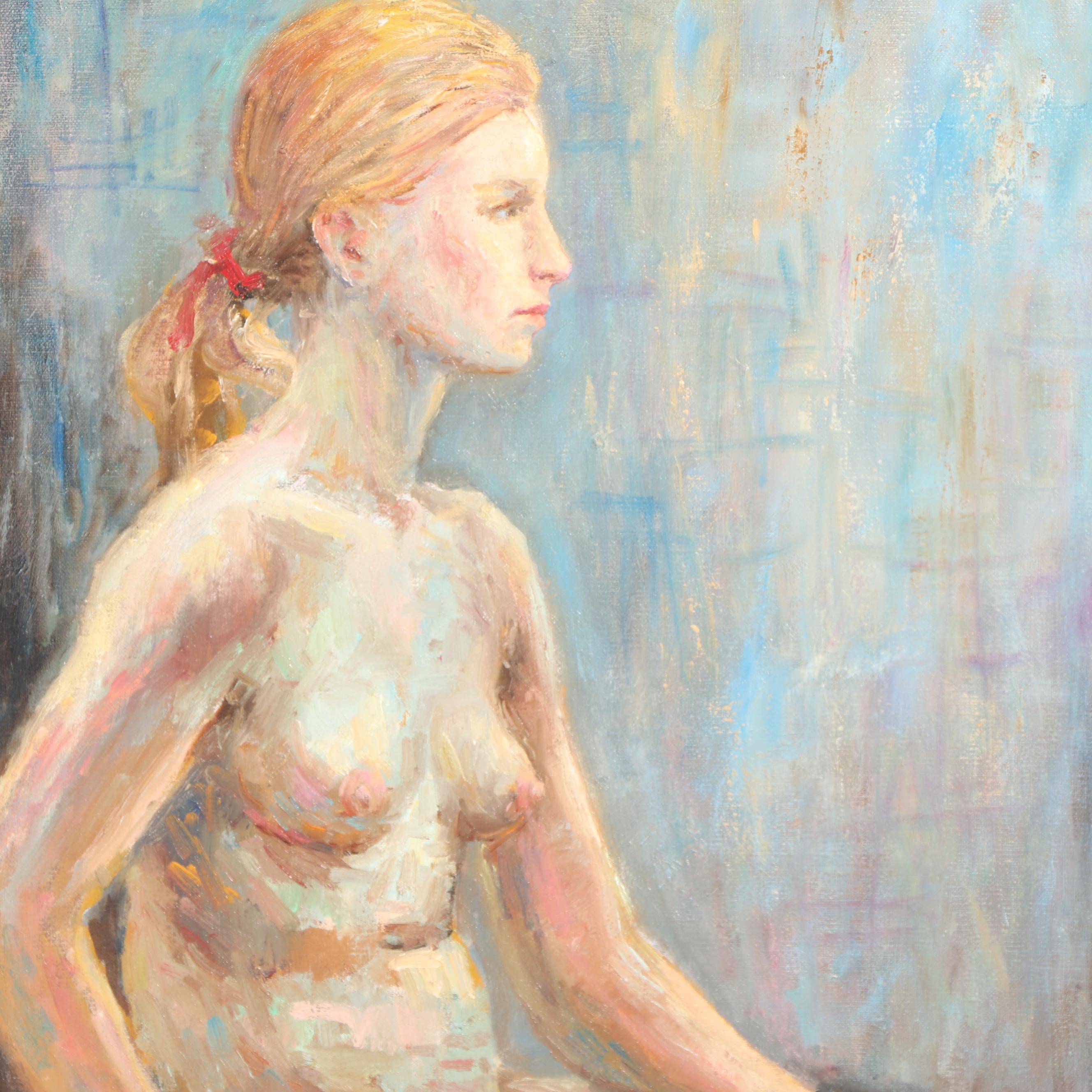 Mid 20th Century Figure Study Oil Painting