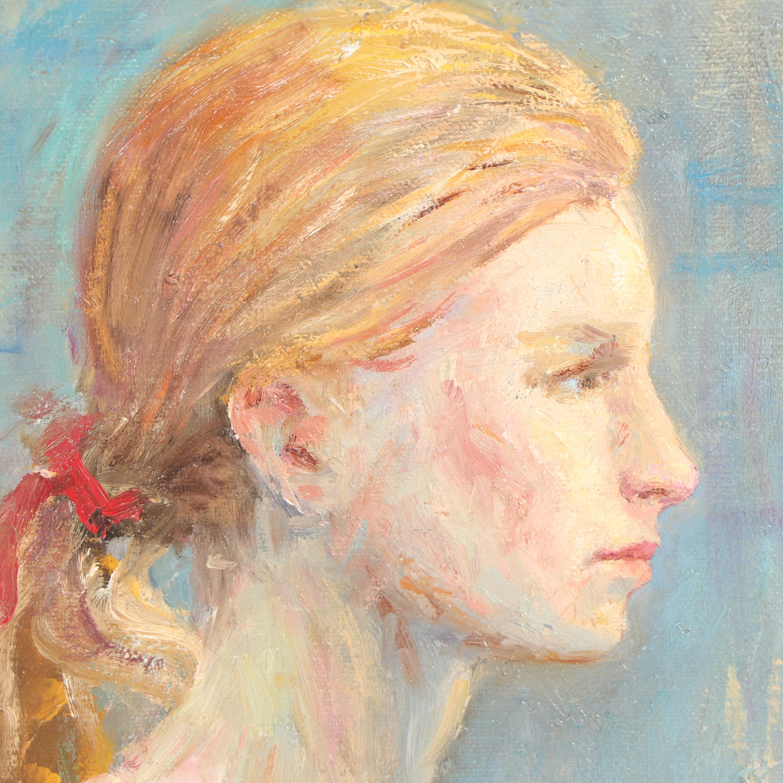 Mid 20th Century Figure Study Oil Painting