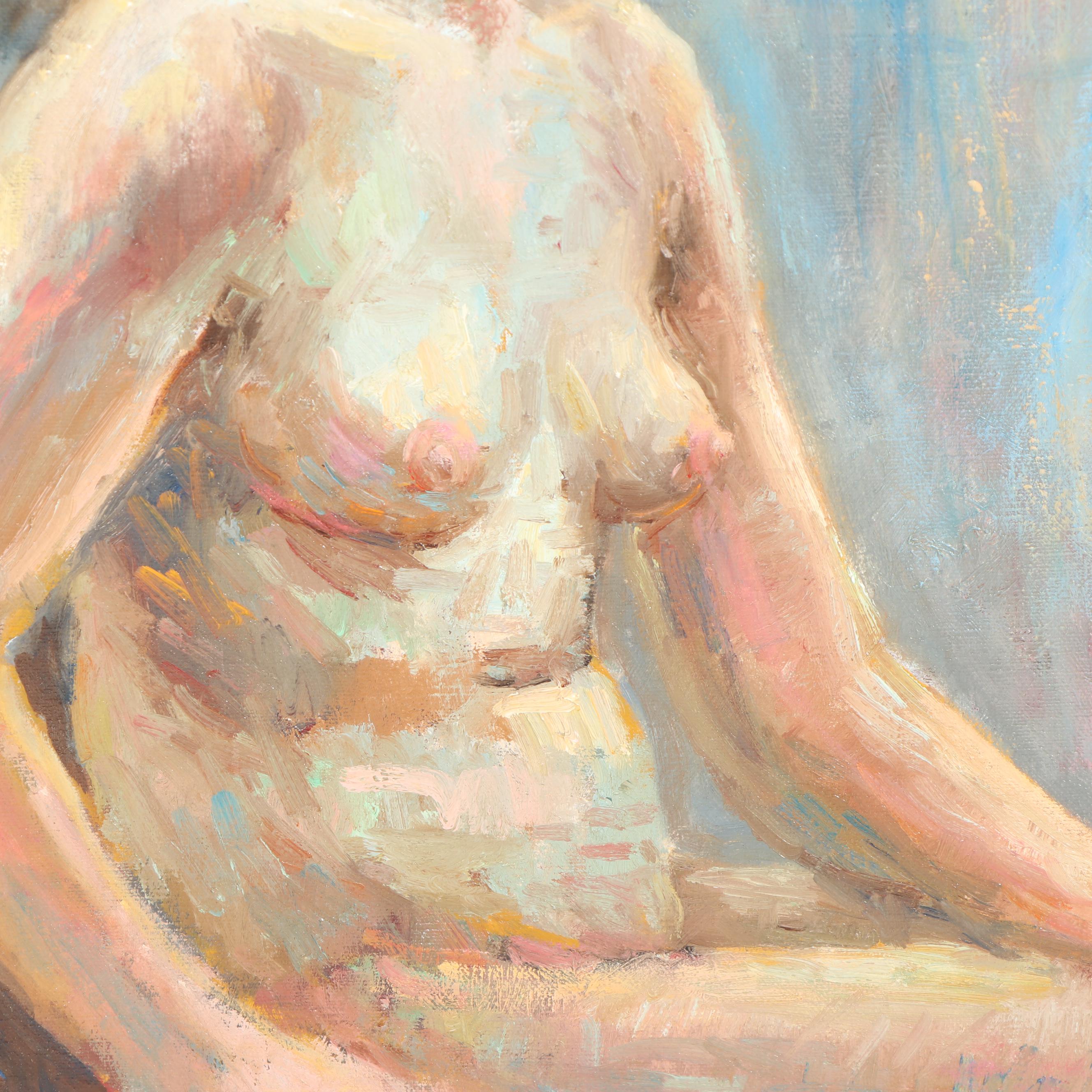 Mid 20th Century Figure Study Oil Painting