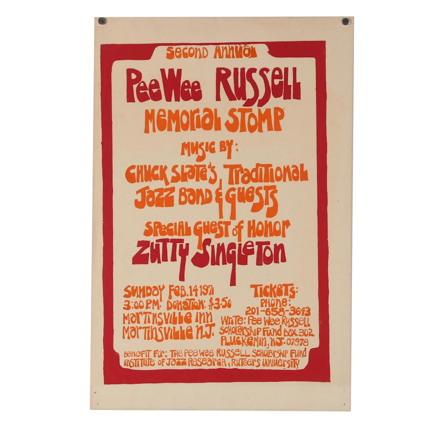 1971 Second Annual PeeWee Russell Memorial Stomp Promotional Poster
