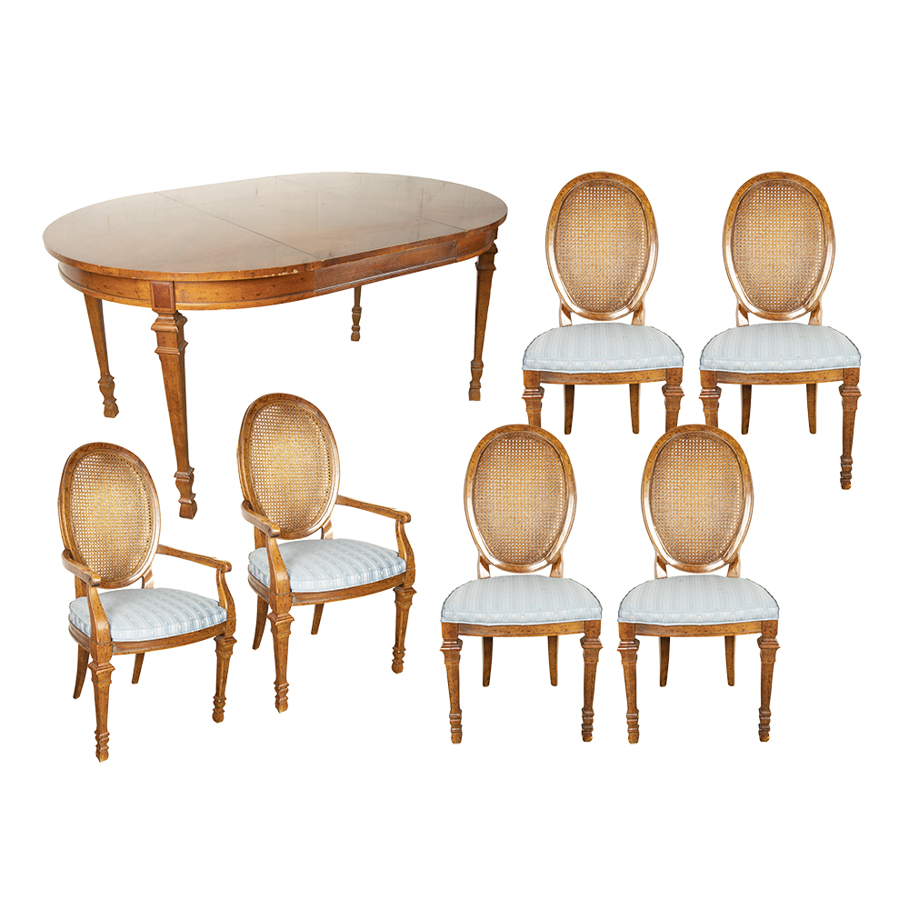 Louis XVI Style Pecan "Francesca" Dining Set by Drexel, 20th Century