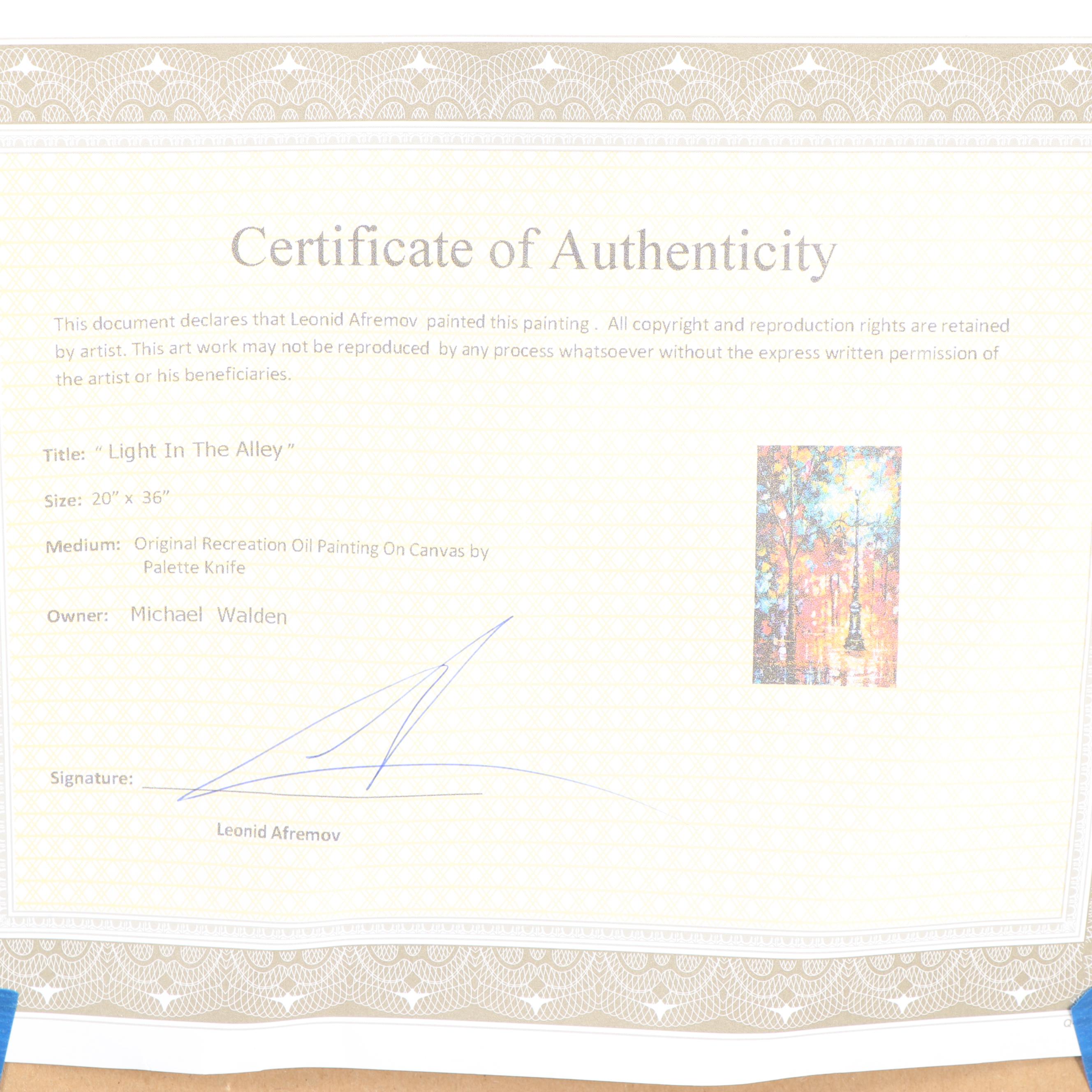 Giclée after Leonid Afremov "Light in the Alley"