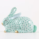 Herend Hungary "Lying Rabbit" Hand-Painted Porcelain Figurine