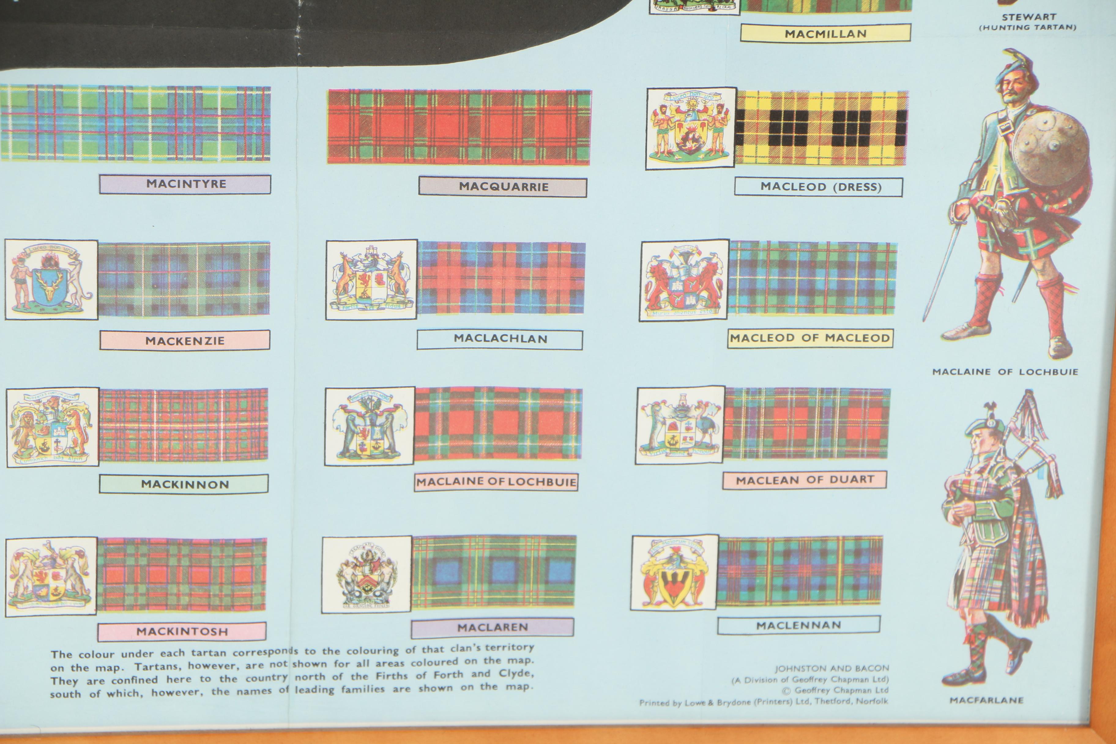 Mid 20th Century Map "Johnston's Clan Map of the Scottish Highlands"
