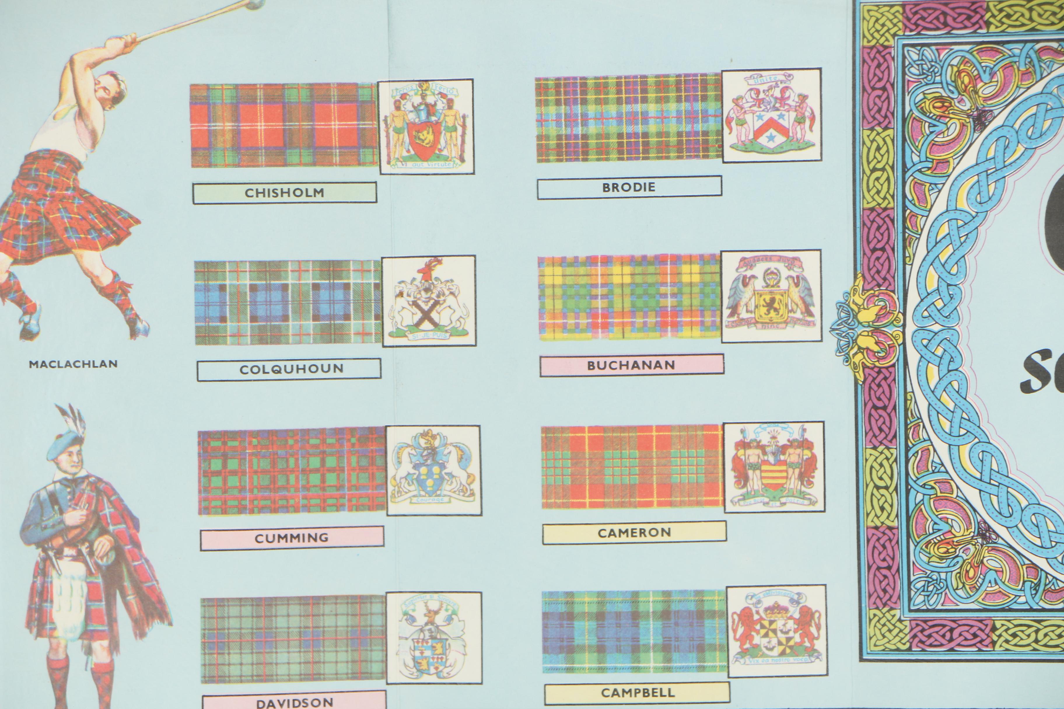 Mid 20th Century Map "Johnston's Clan Map of the Scottish Highlands"