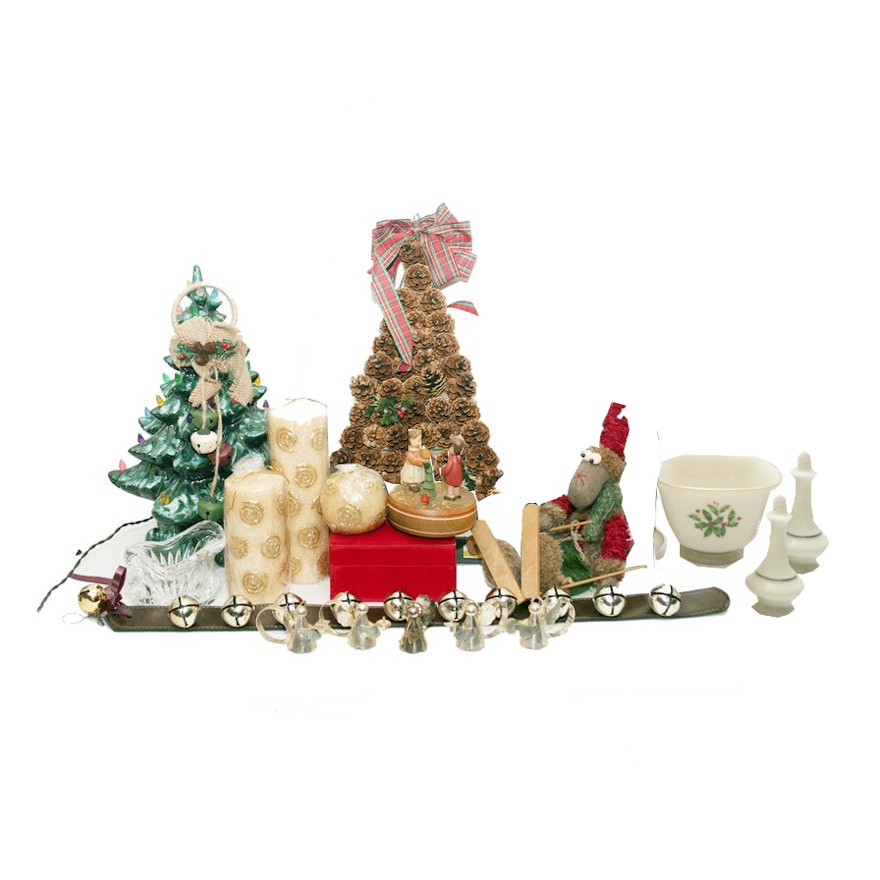 Christmas Ornaments and Décor Including Reuge "Happy Birthday" Musical Figurine