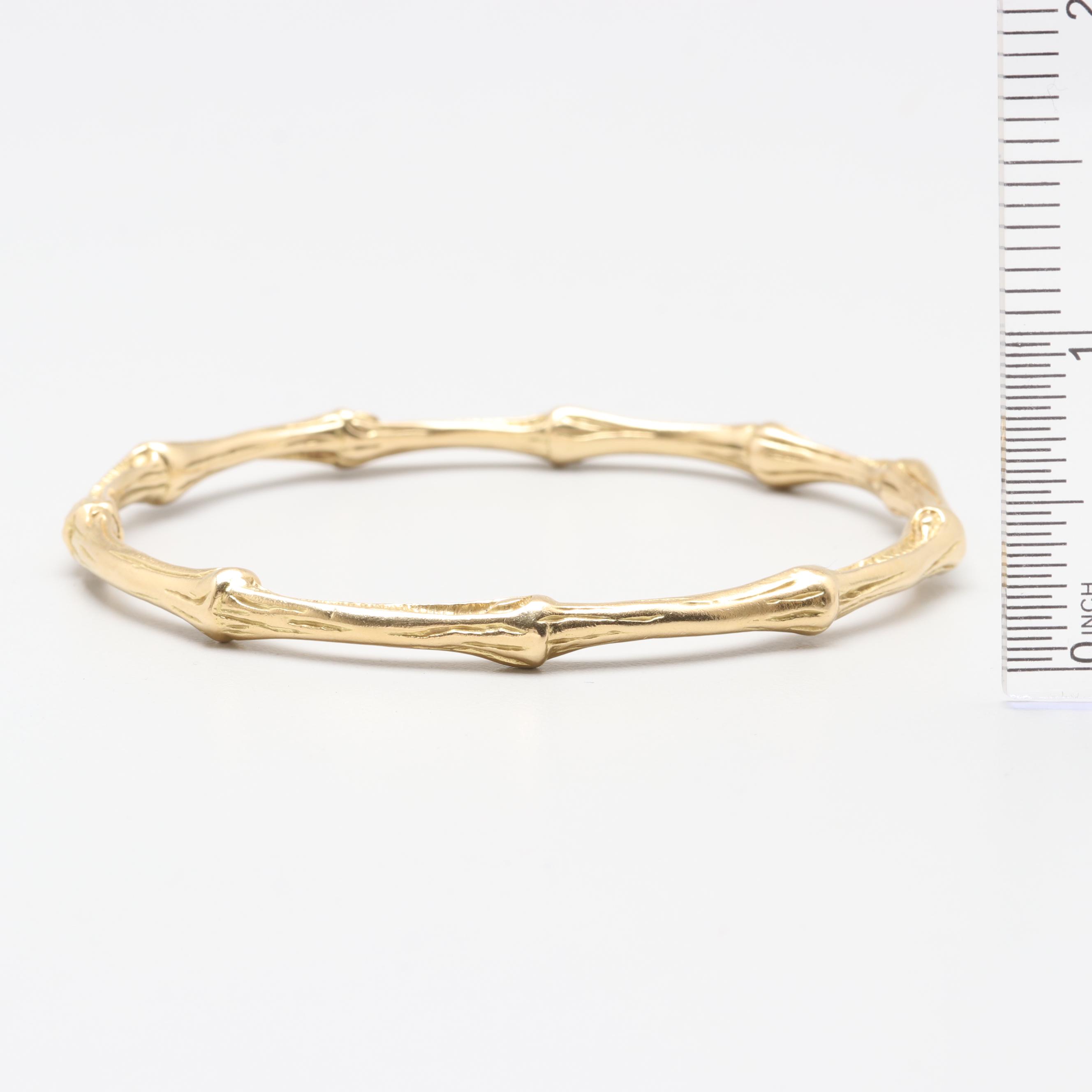 Tiffany & Co. 18K Yellow Gold Bamboo Bangle Bracelet with Box
