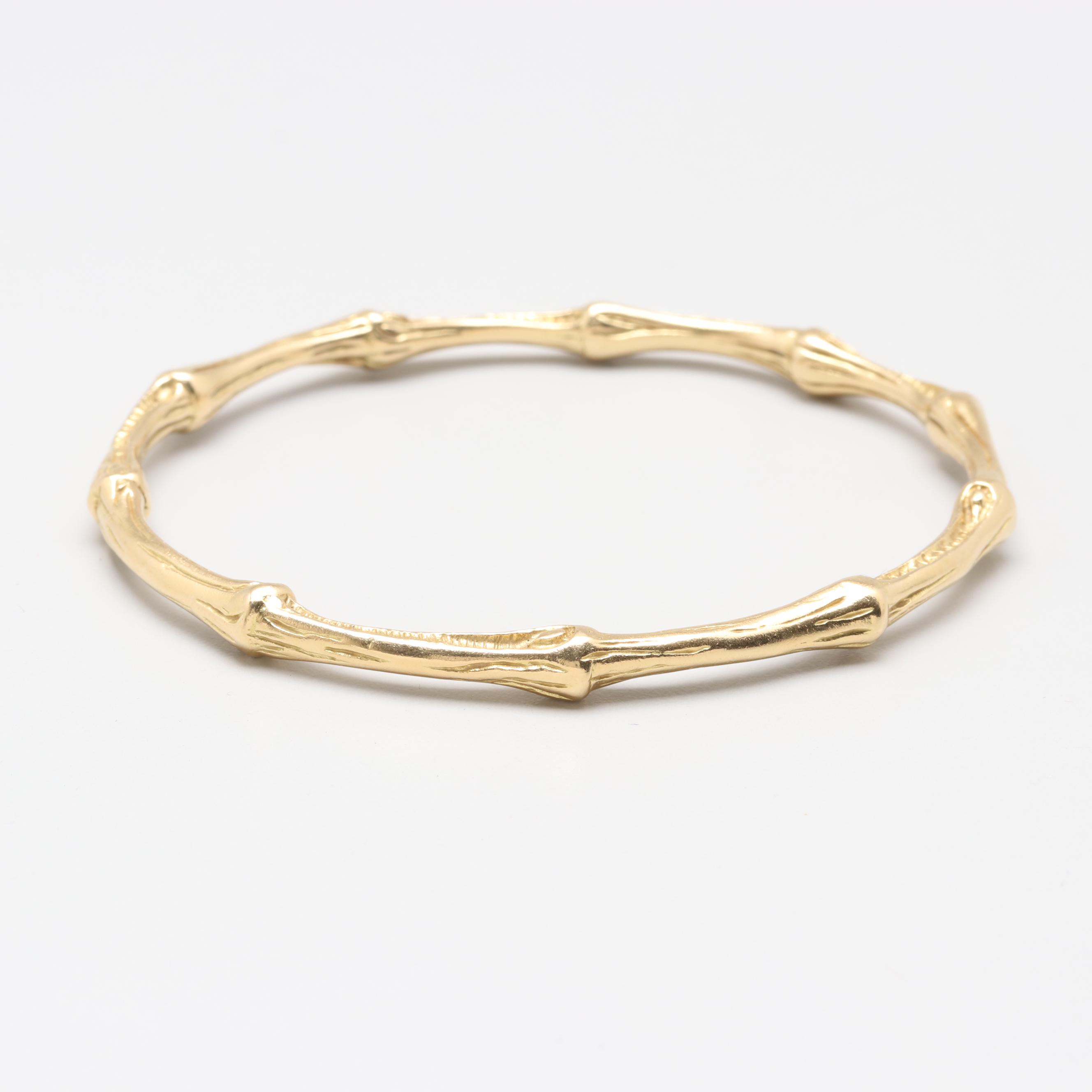Tiffany & Co. 18K Yellow Gold Bamboo Bangle Bracelet with Box