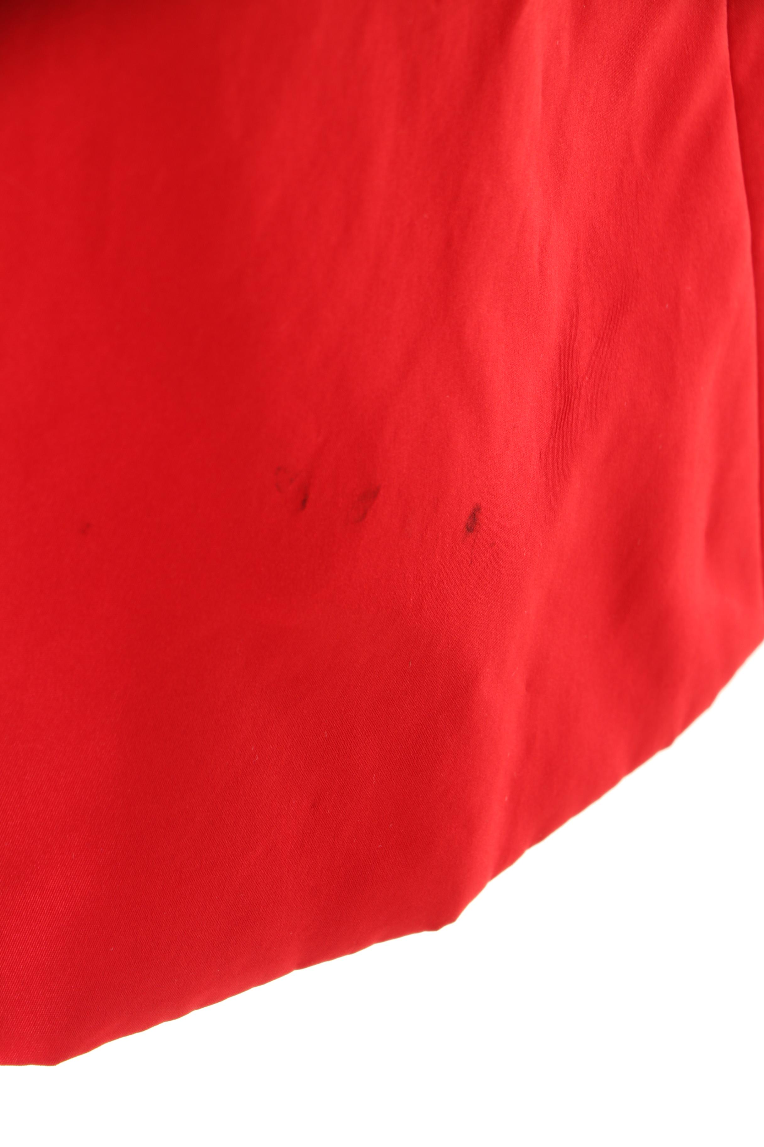 Women's Lafayette 148 New York Red Hooded Raincoat with Red Leather Gloves