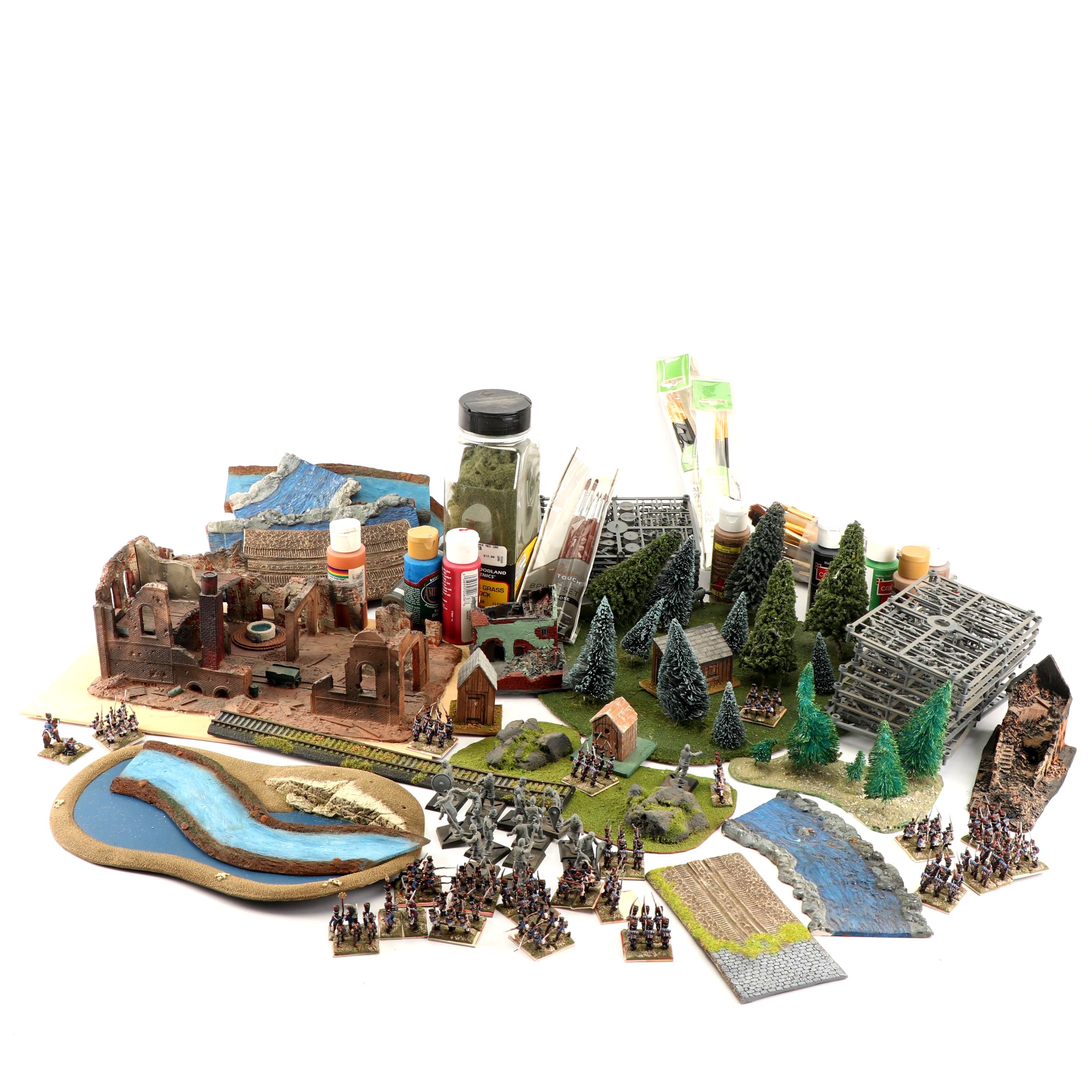 Miniature Painted Soldiers, Buildings, Turf, and Hobby Supplies