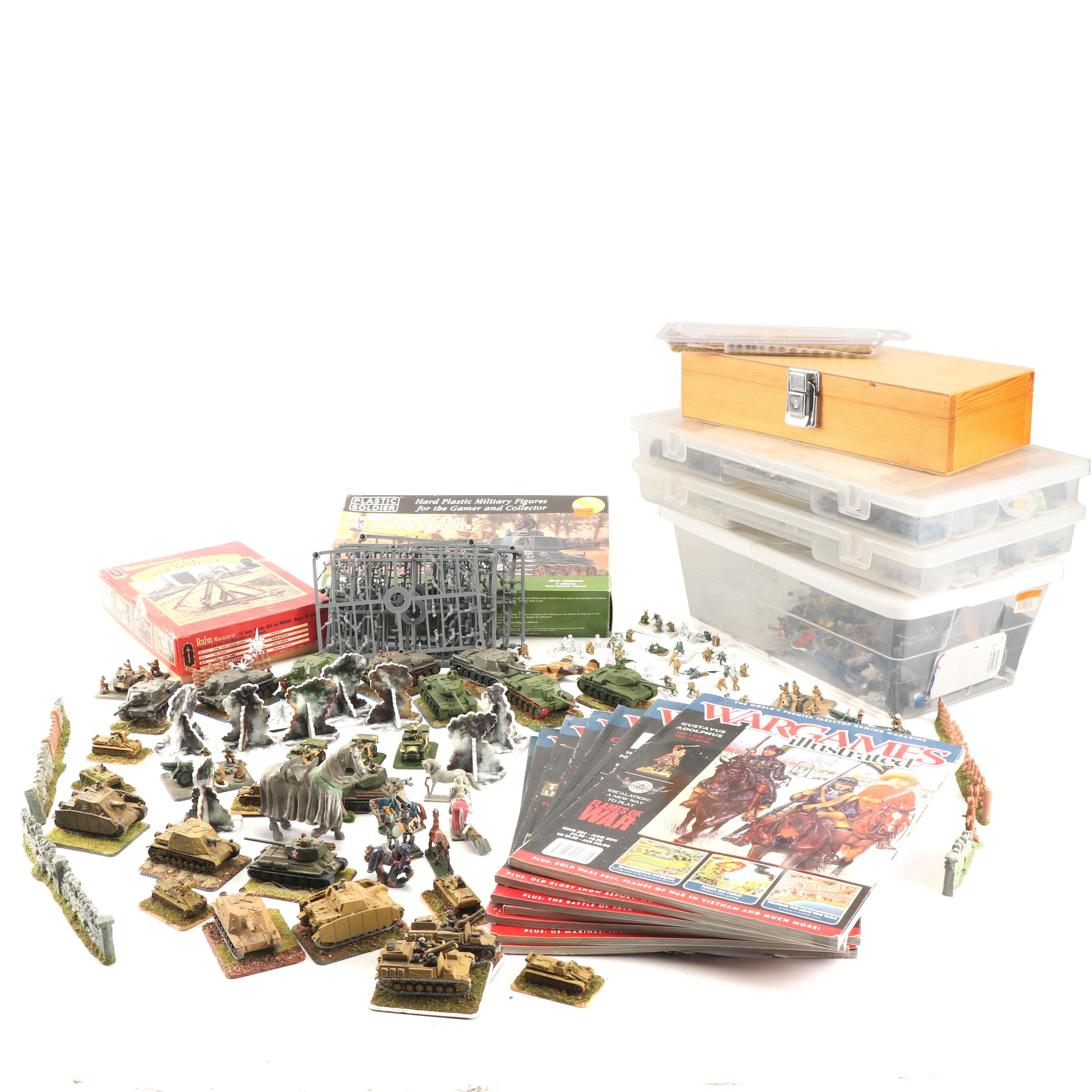 Miniature Painted Soldiers, Military Vehicles with Model Kits and Magazines