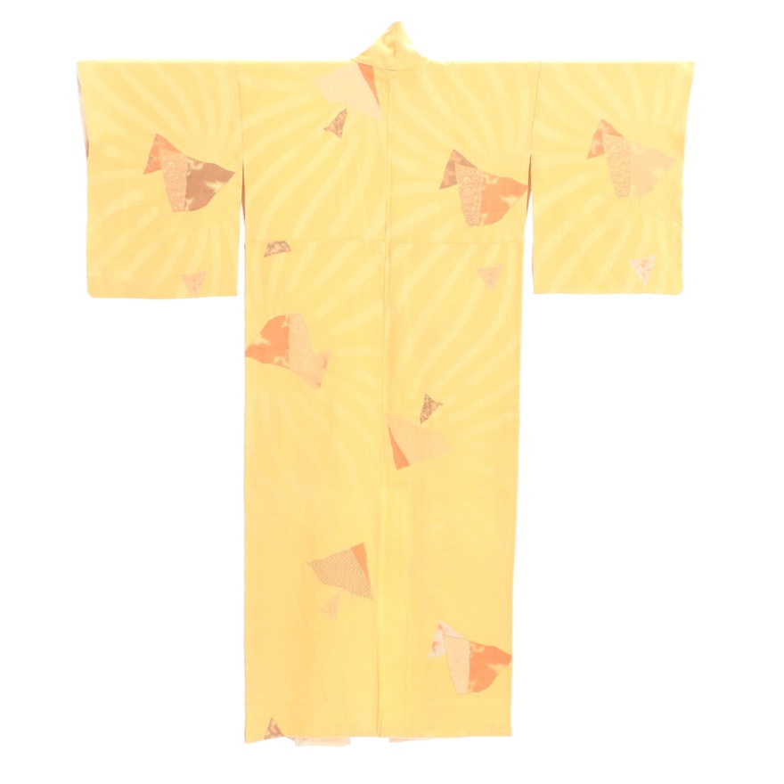 Vintage Japanese Silk Damask Komon Kimono