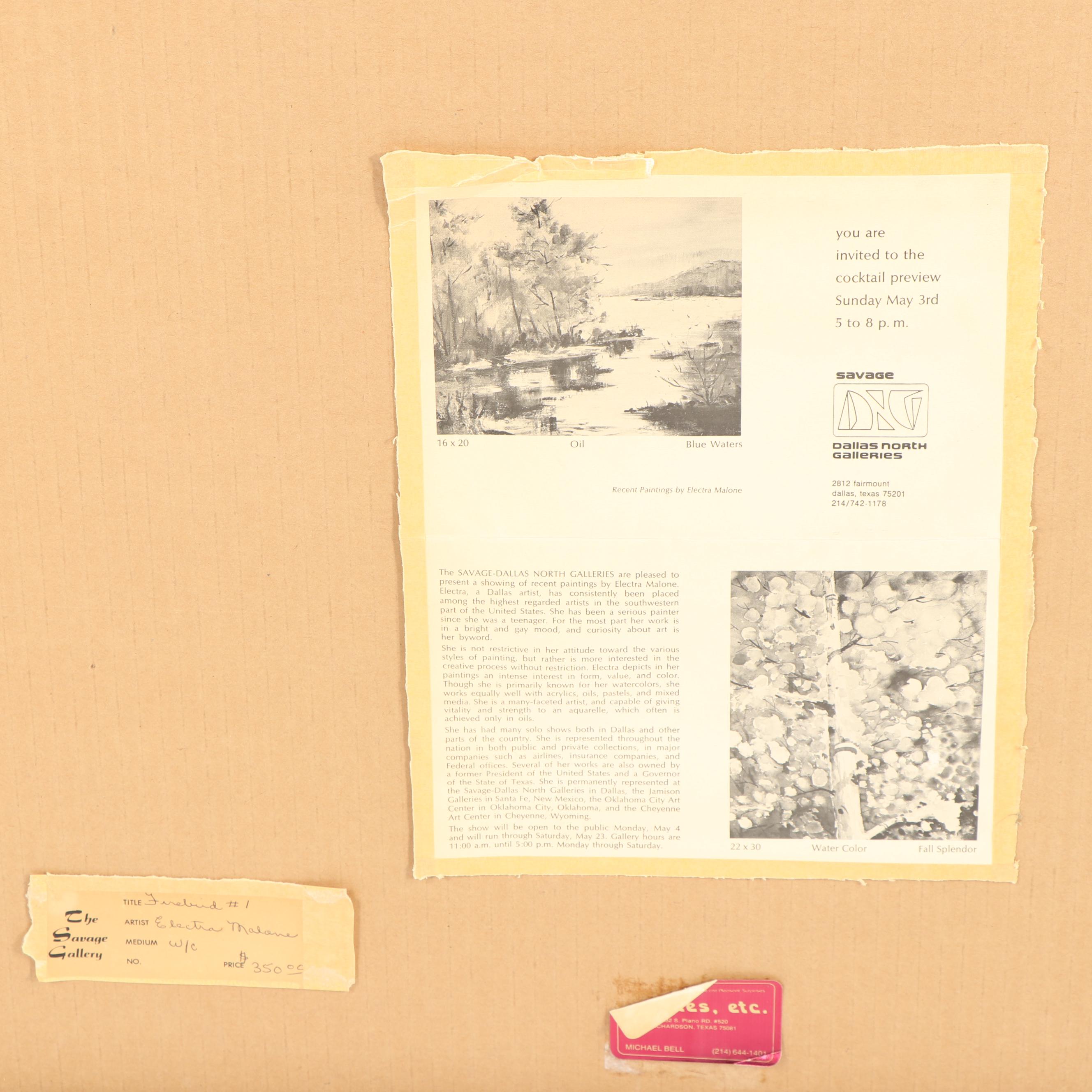 Electra Malone Watercolor Painting "Firebird #1"