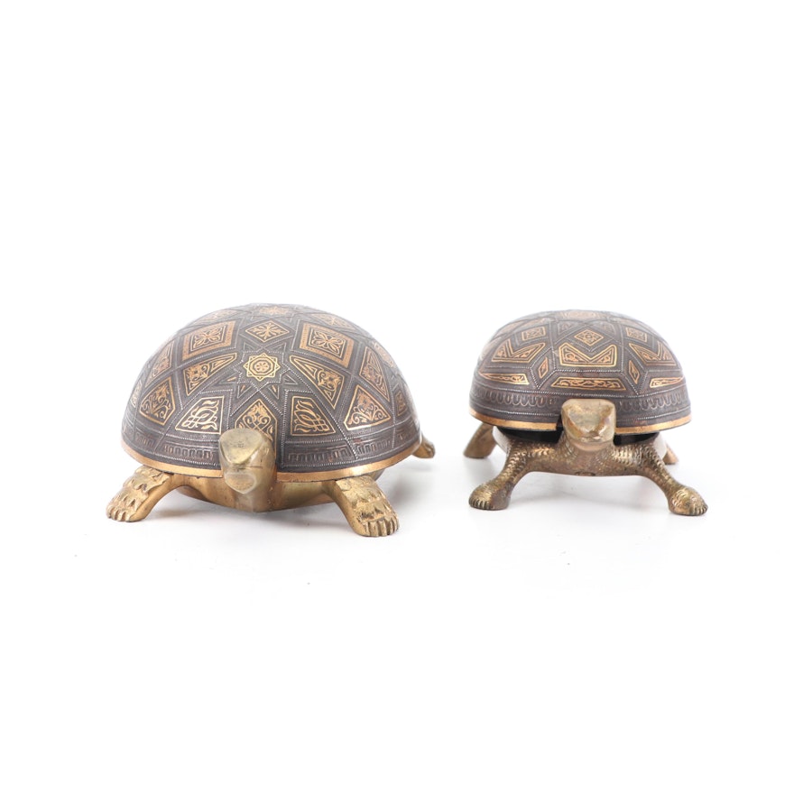 Vintage Damascene Turtle-Shaped Hotel Bells