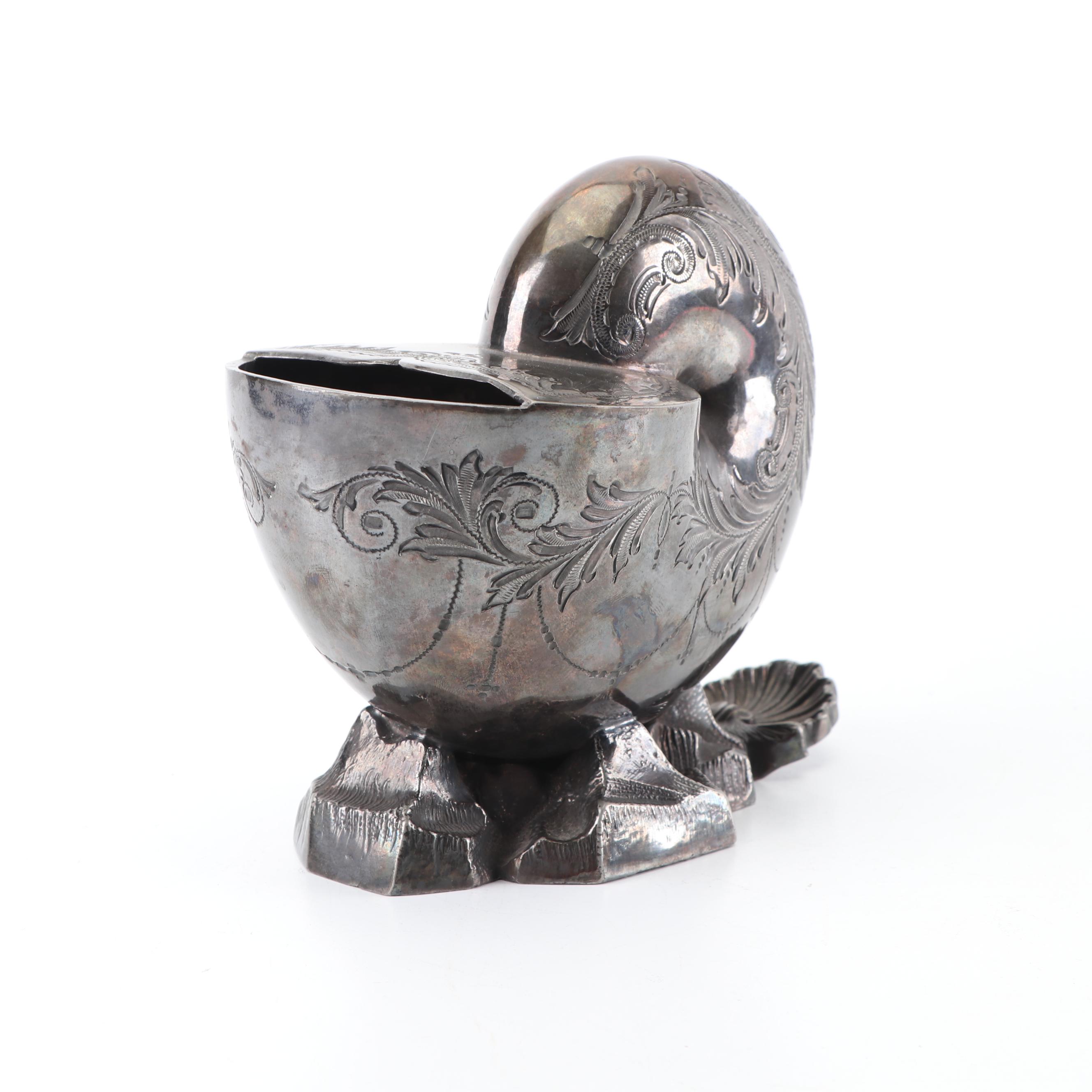 Antique William Hutton & Sons English Silver Plate Nautilus Spoon Warmer