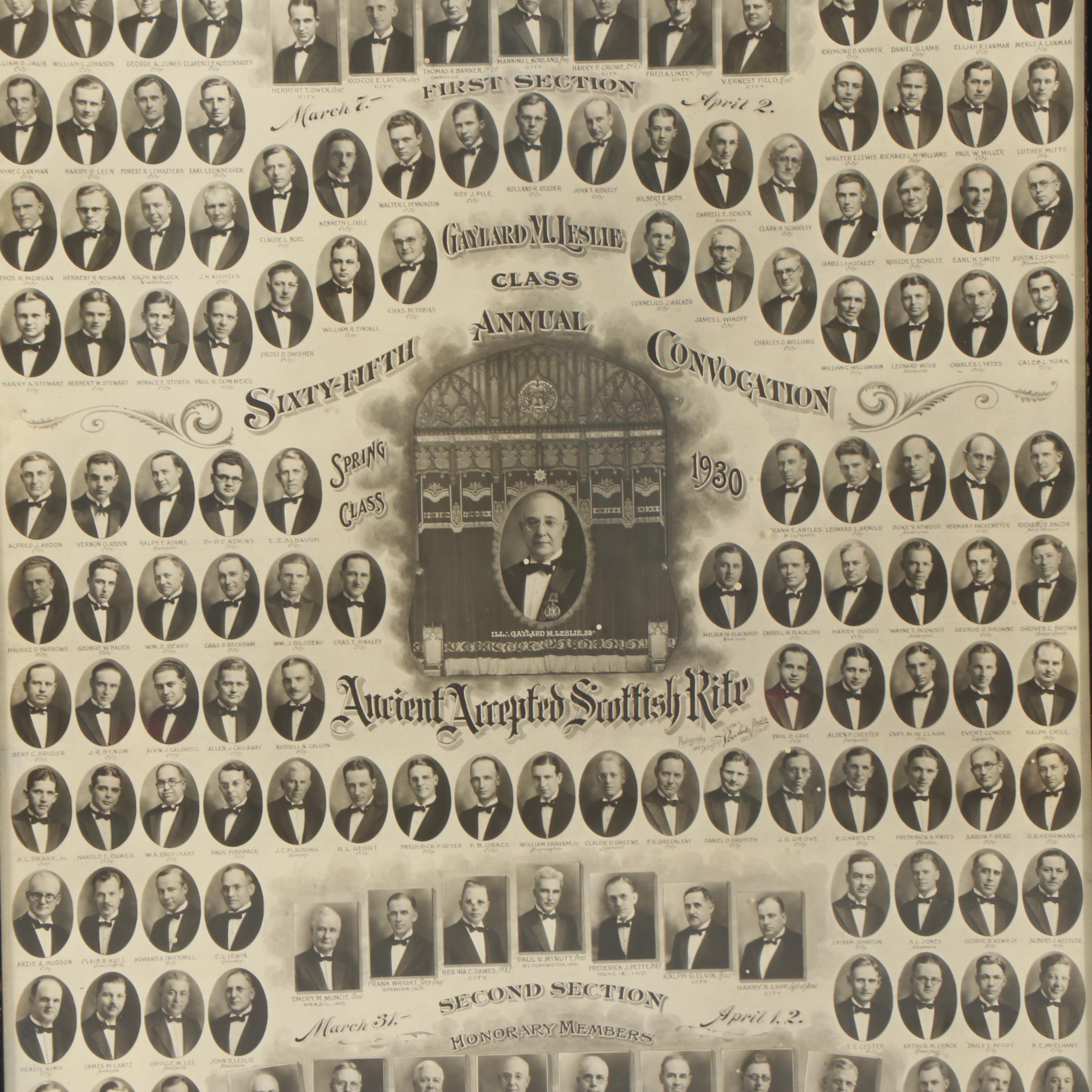 1930 "Ancient Accepted Scottish Rite" 65th Annual Convocation Class Photograph