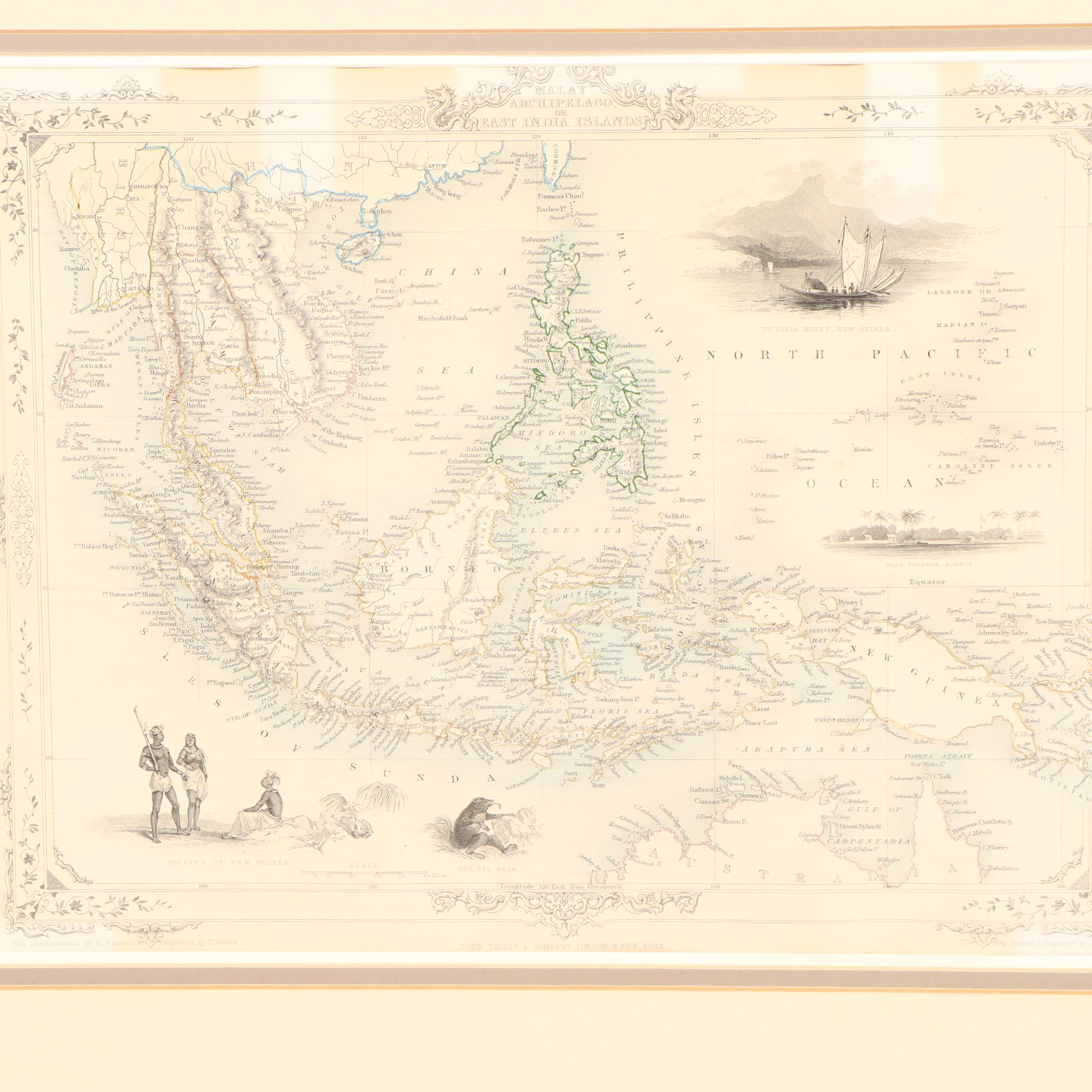 Antique 1852  John Tallis Map "Malay Archipelago"