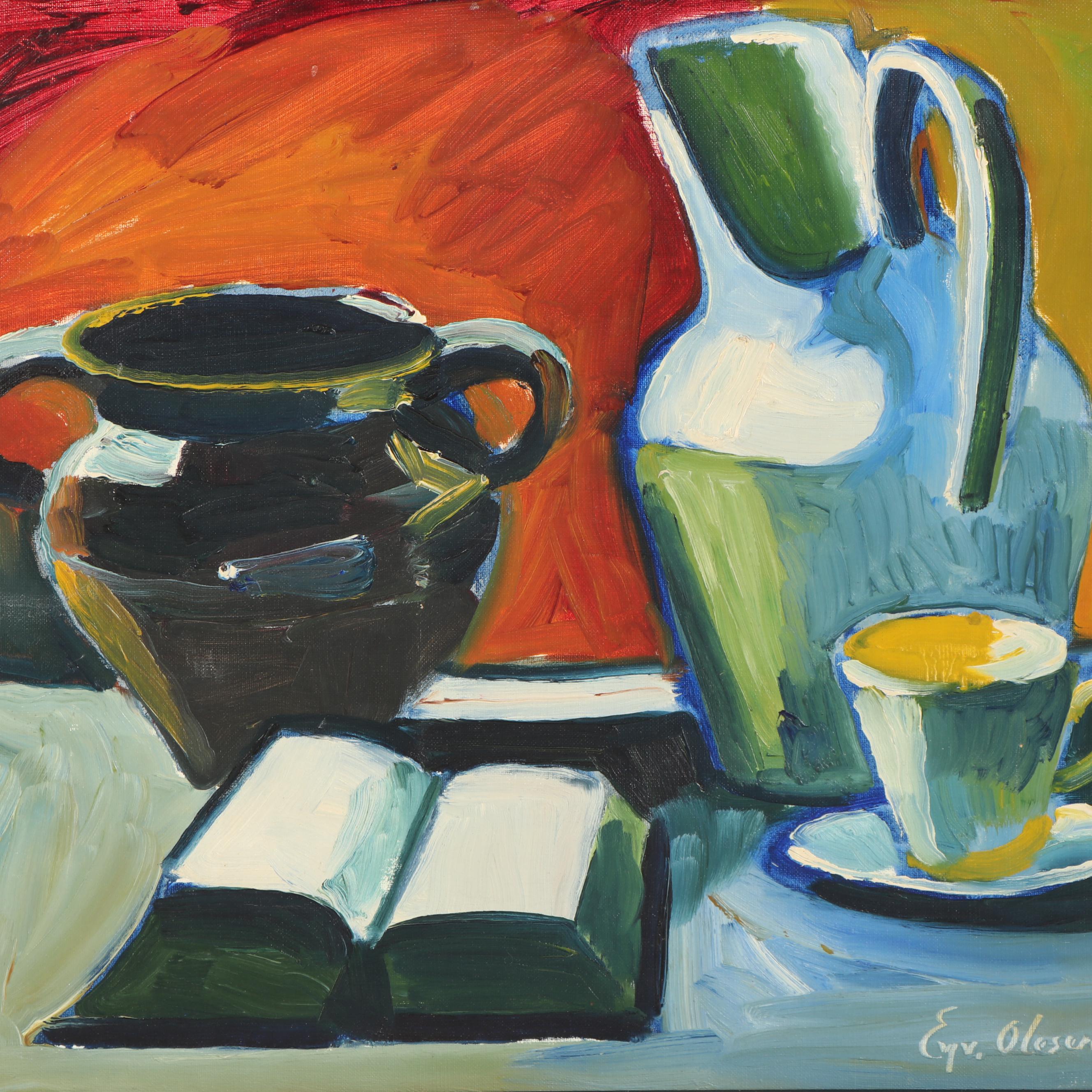 Eyvind Olesen 1961 Still Life Oil Painting