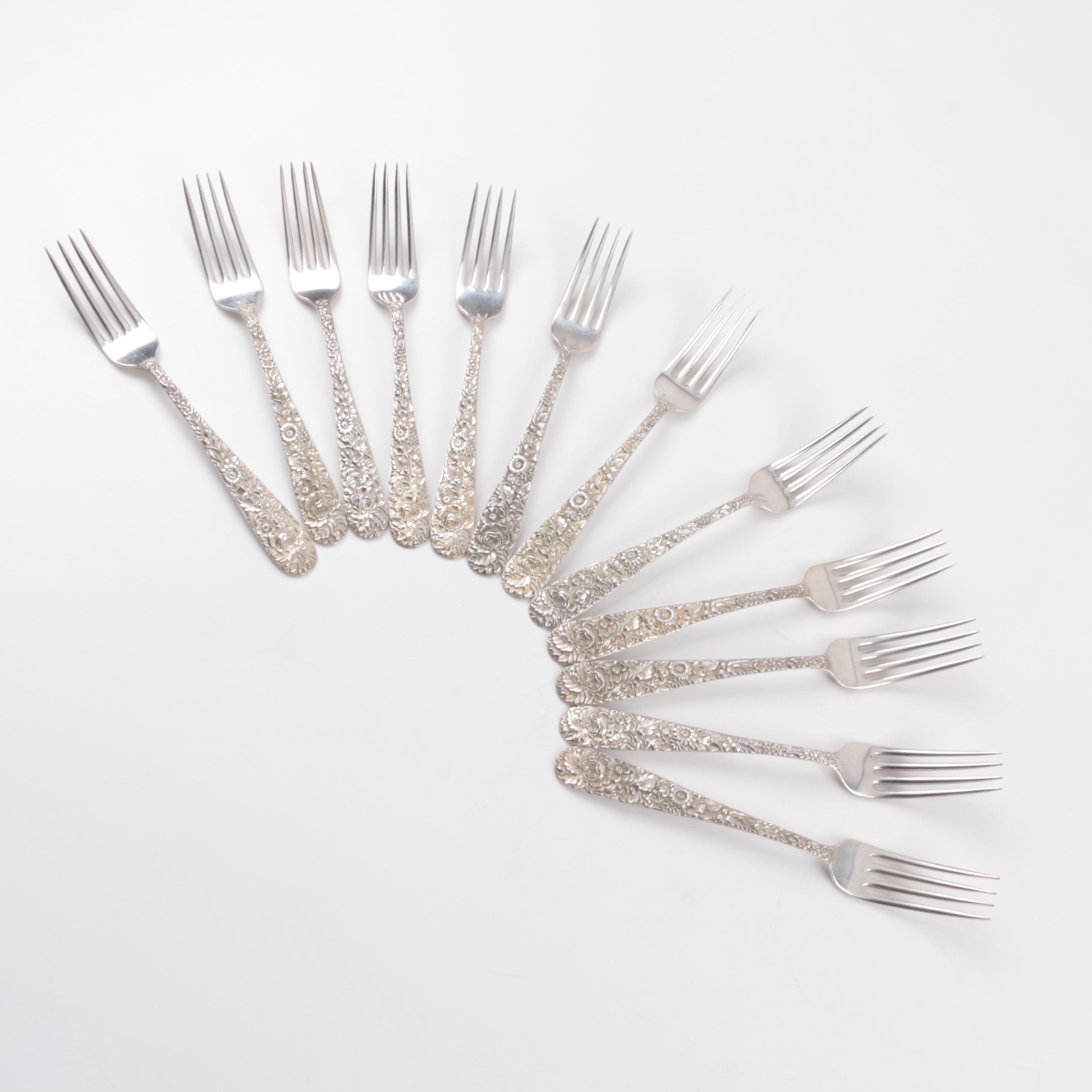 Kirk & Son "Repoussé" Sterling Silver Flatware Service for Twelve