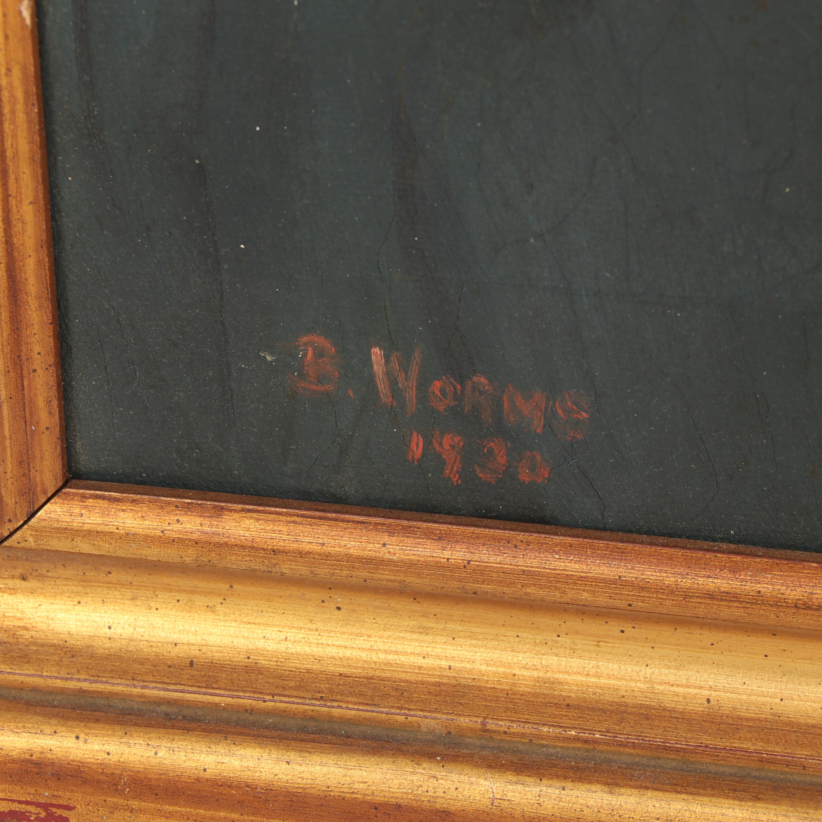 Circa 1930 Oil Portrait of Man with Red Tie