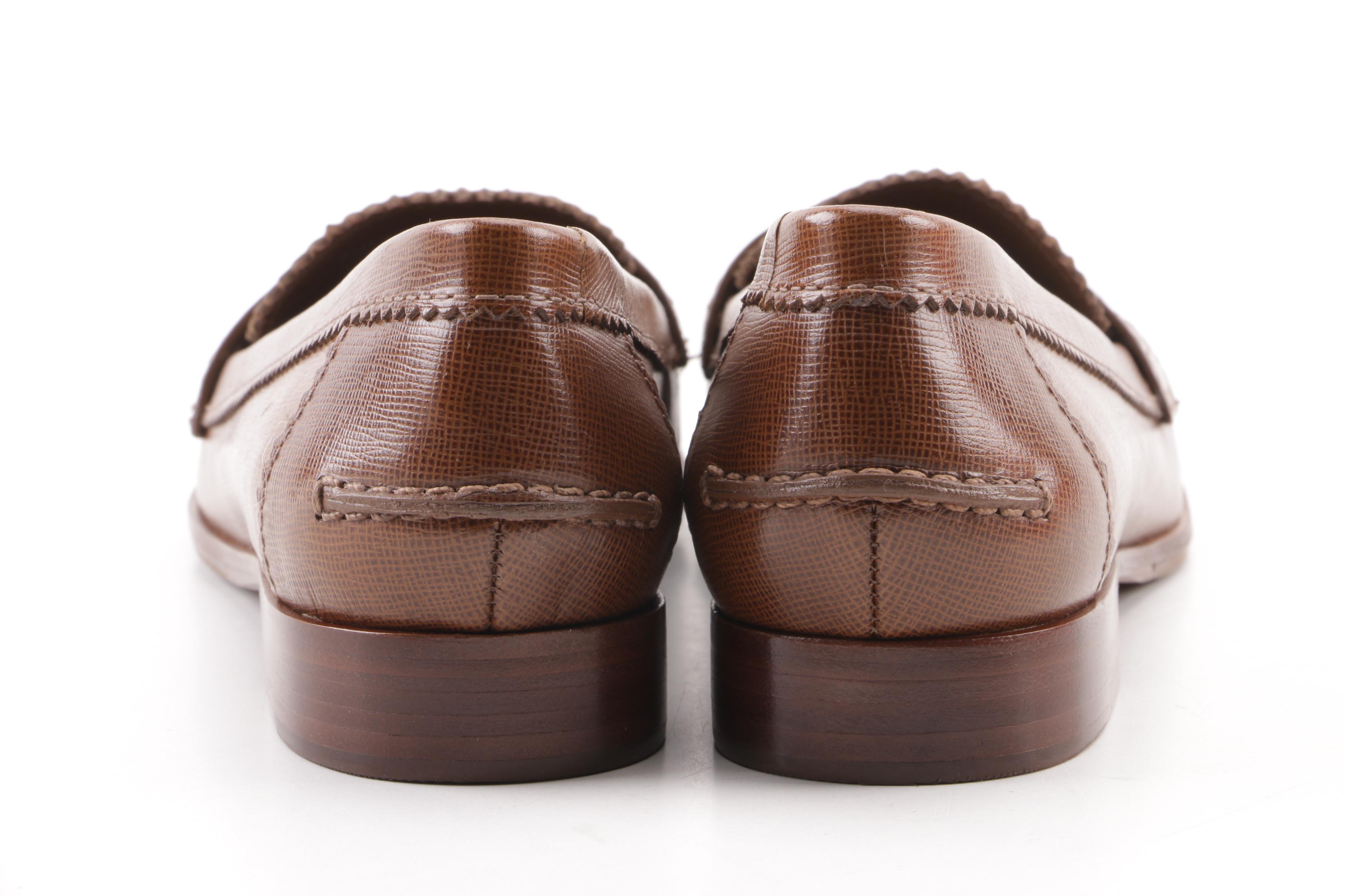 Women's Tory Burch Pennie Brown Saffiano Leather Loafers