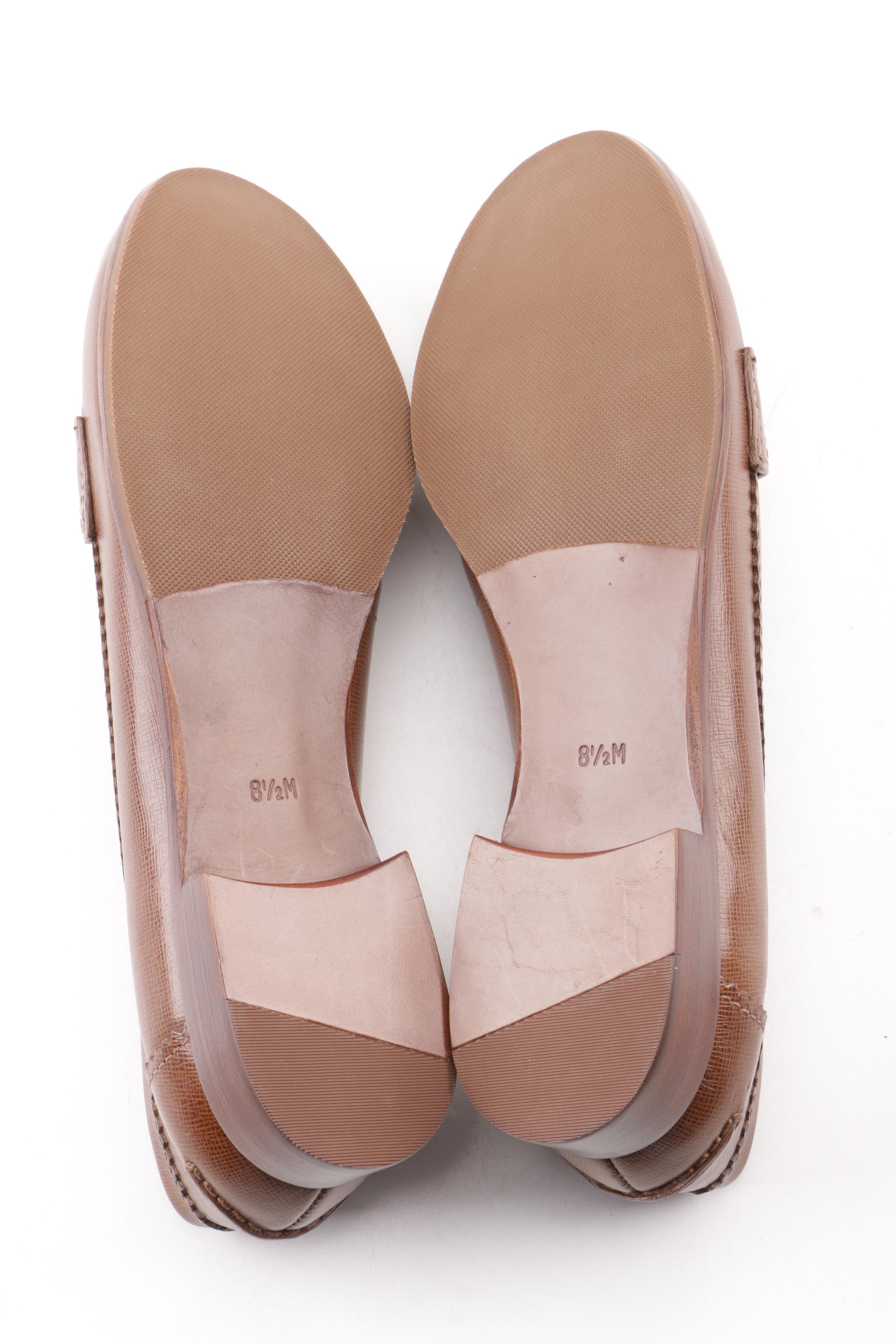 Women's Tory Burch Pennie Brown Saffiano Leather Loafers