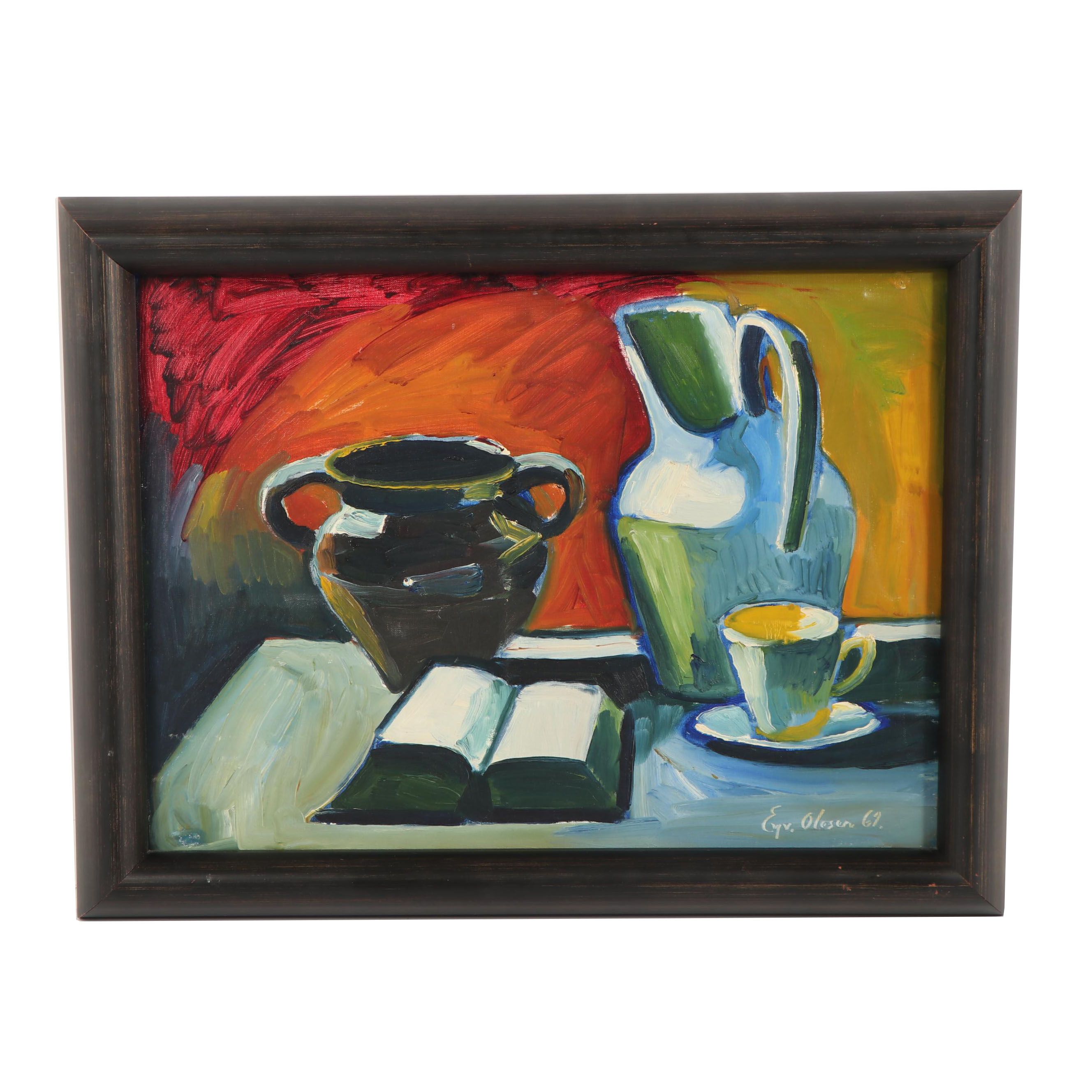 Eyvind Olesen 1961 Still Life Oil Painting
