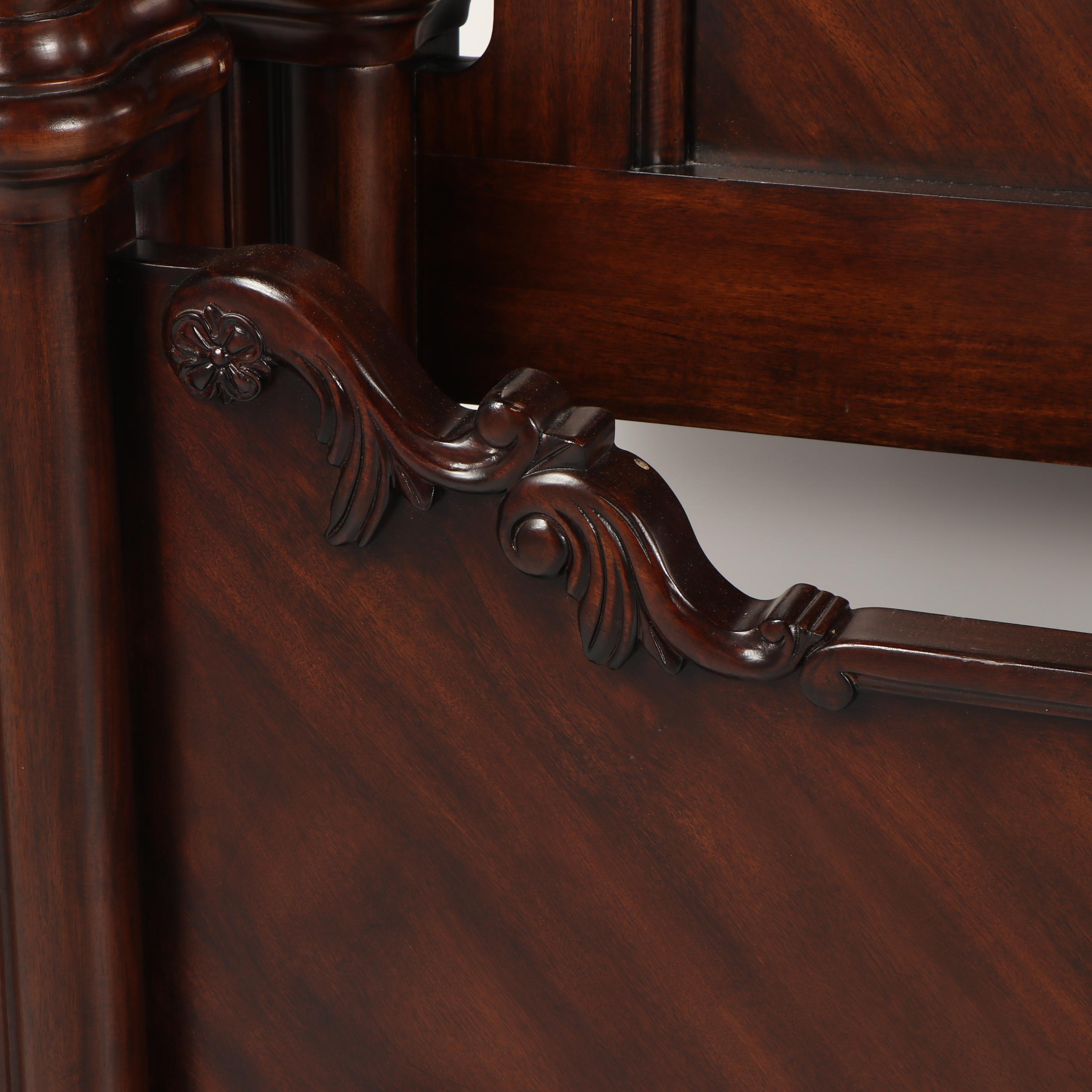 Renaissance Revival Style Mahogany King Size Bed Frame, 21st Century