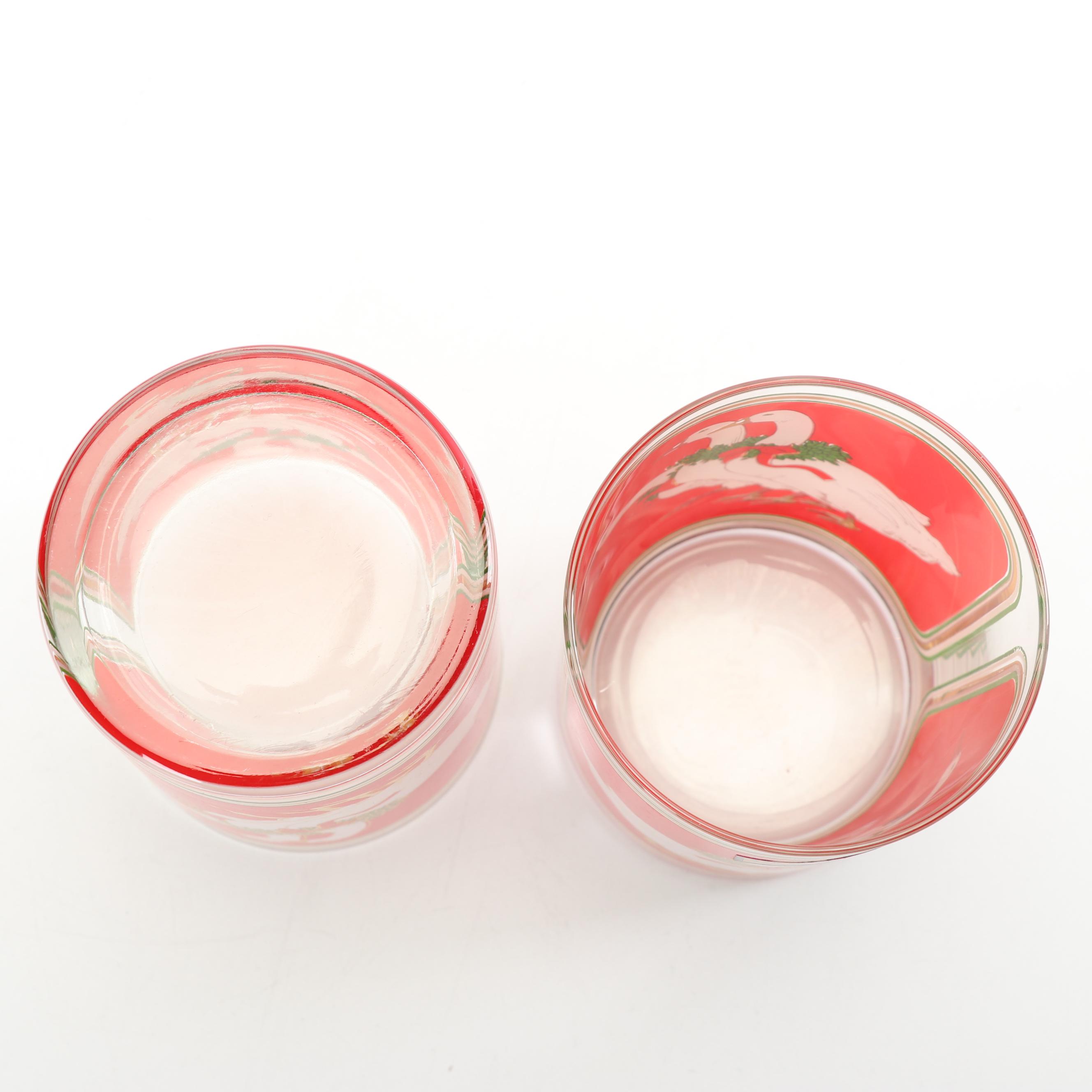 Vintage Culver and Neiman Marcus Christmas Themed Glass Tumblers