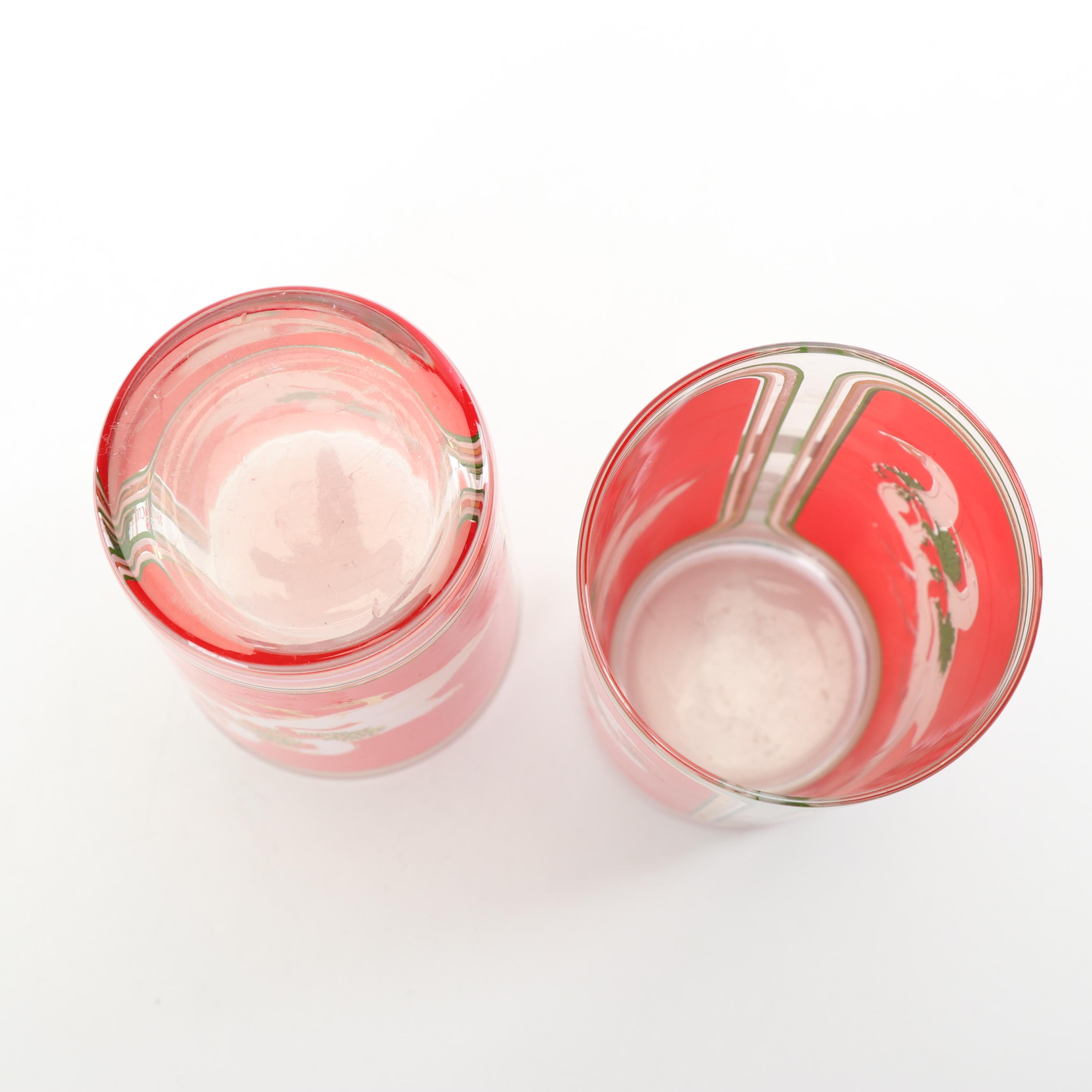 Vintage Culver and Neiman Marcus Christmas Themed Glass Tumblers