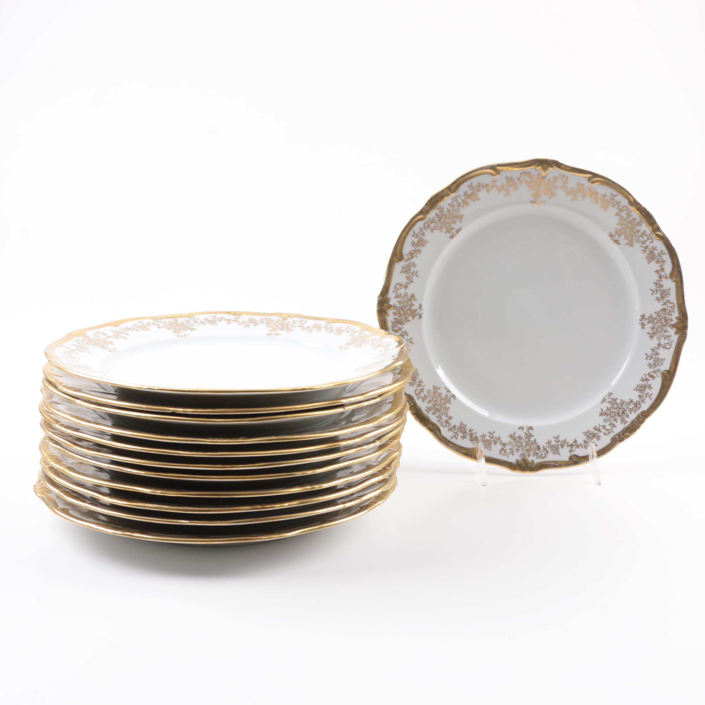 Weimar Katharina 14051 Gold And White Porcelain Dinnerware