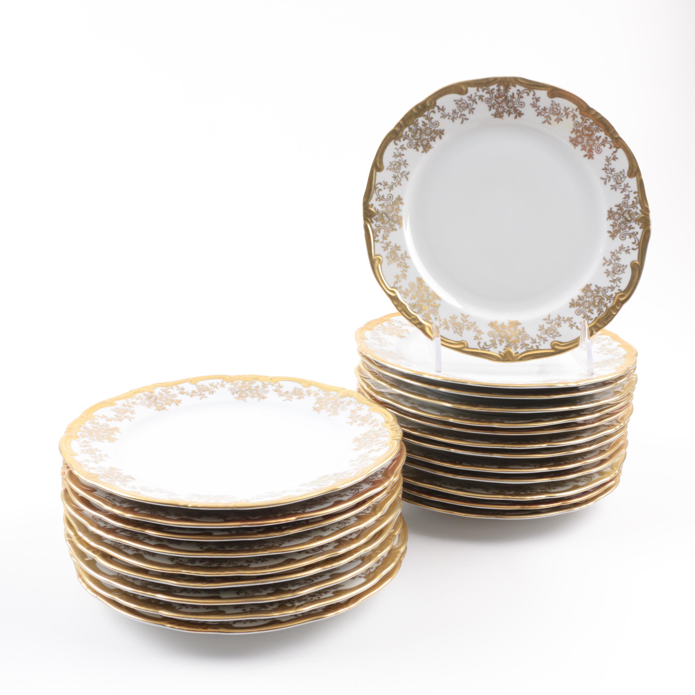 Weimar Katharina 14051 Gold And White Porcelain Dinnerware