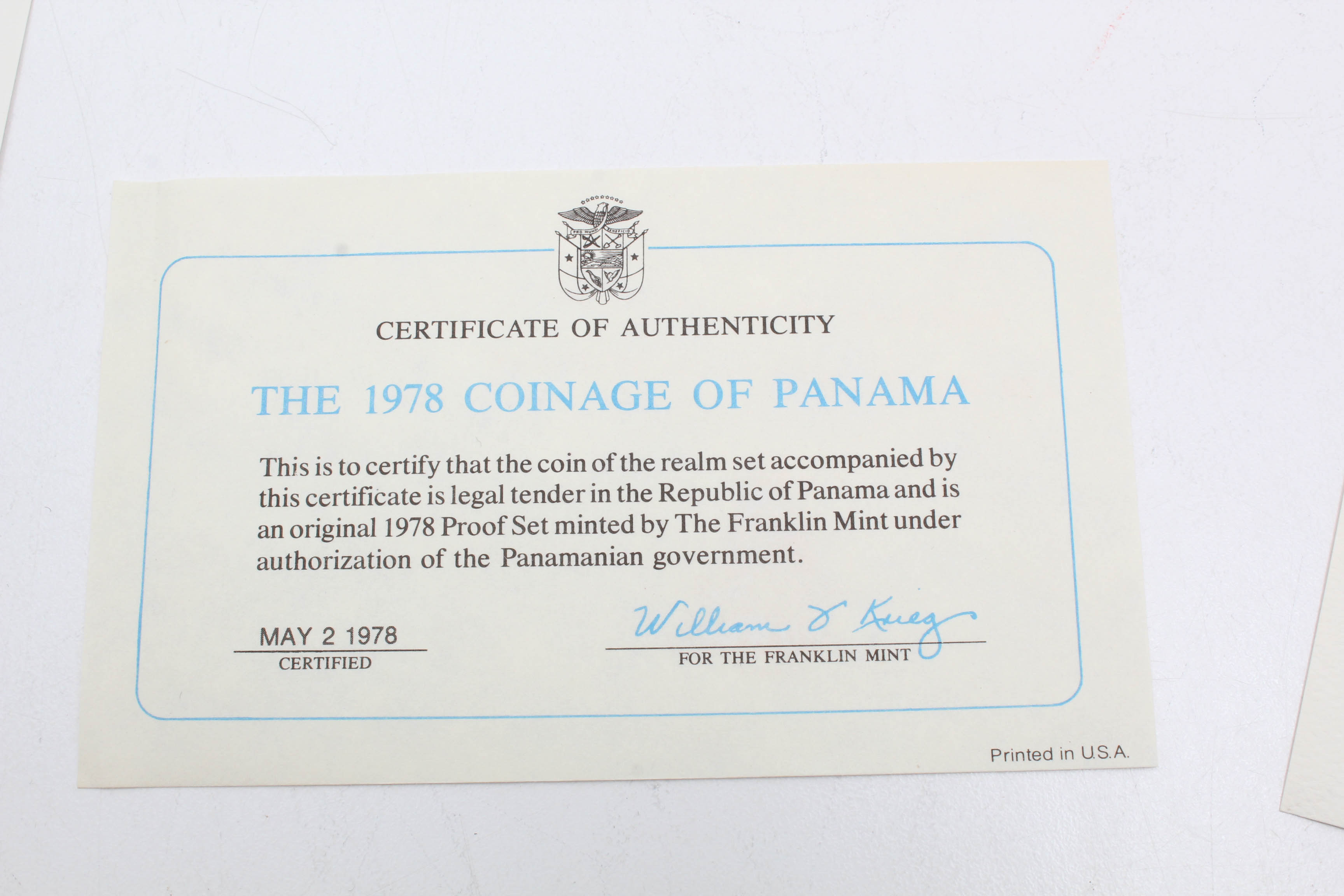 1978 Republic of Panama Proof Coin Set, Including Silver Coins