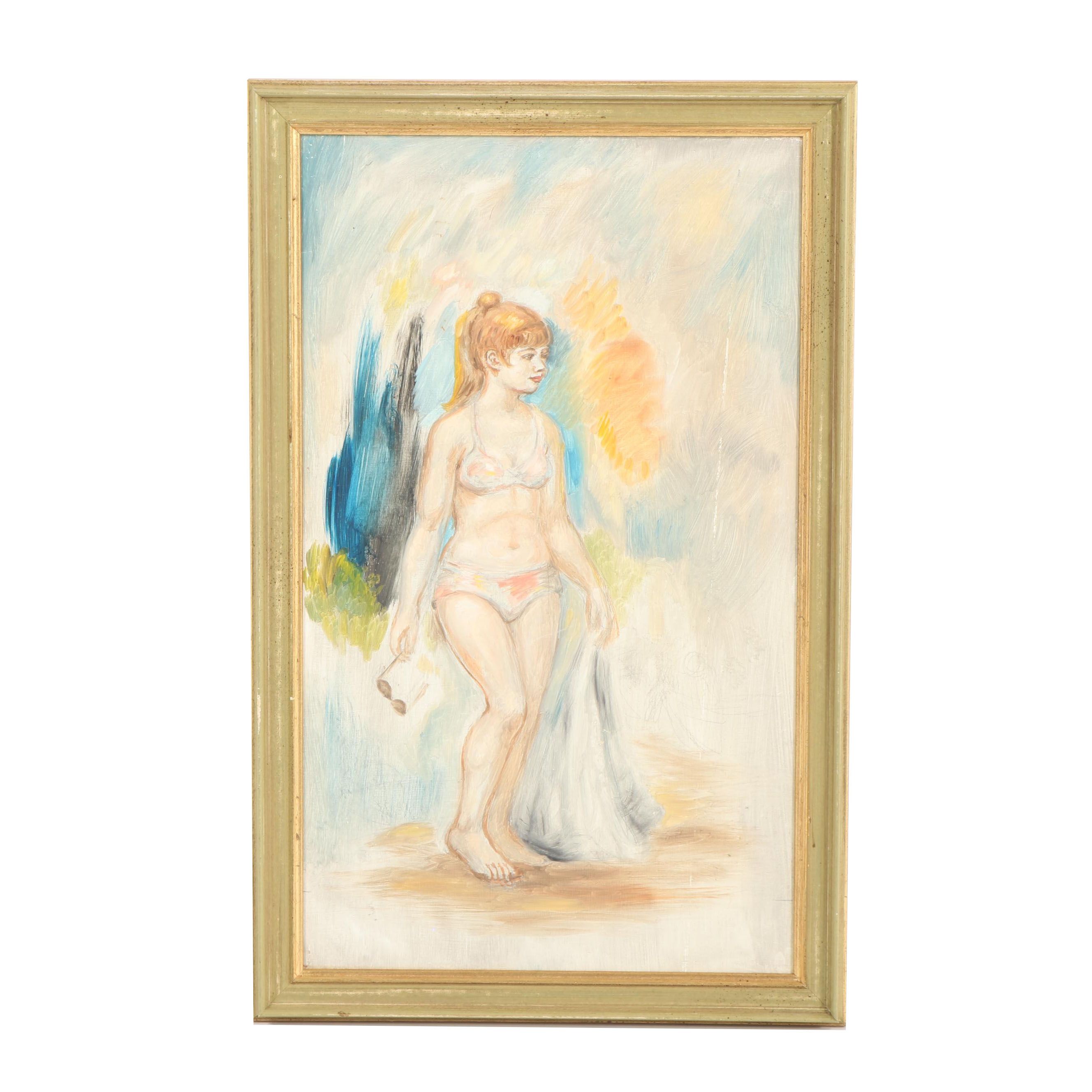 Mid 20th Century Portrait Oil Painting