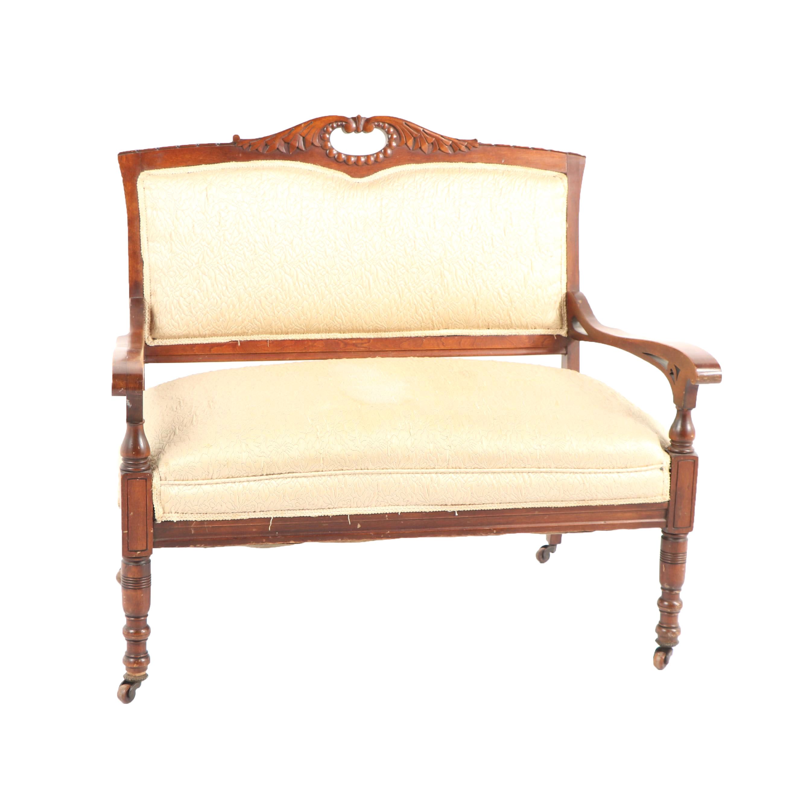 Late Victorian Style Upholstered Settee, Early 20th Century