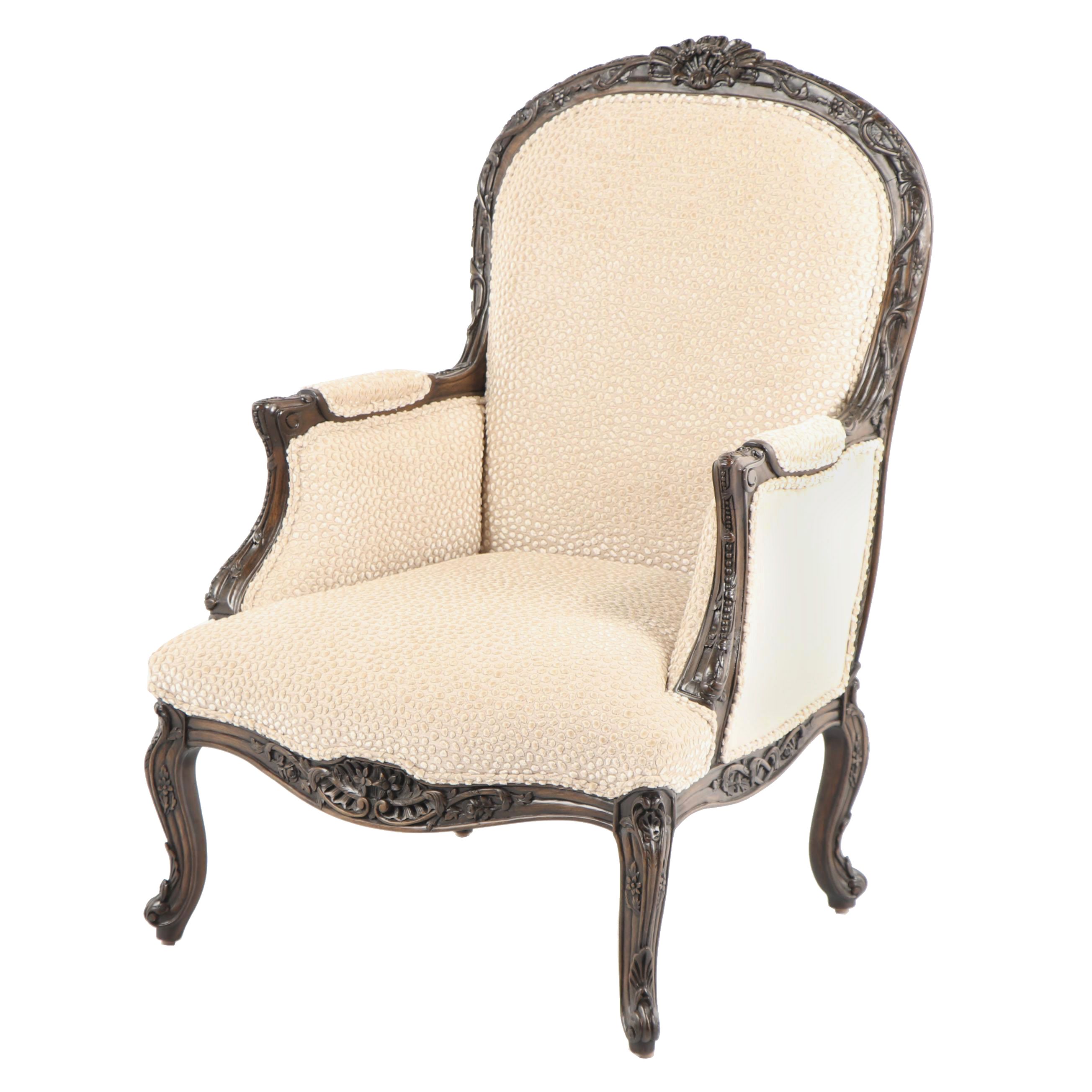 French Provincial Style Carved Wood Armchair, 21st Century