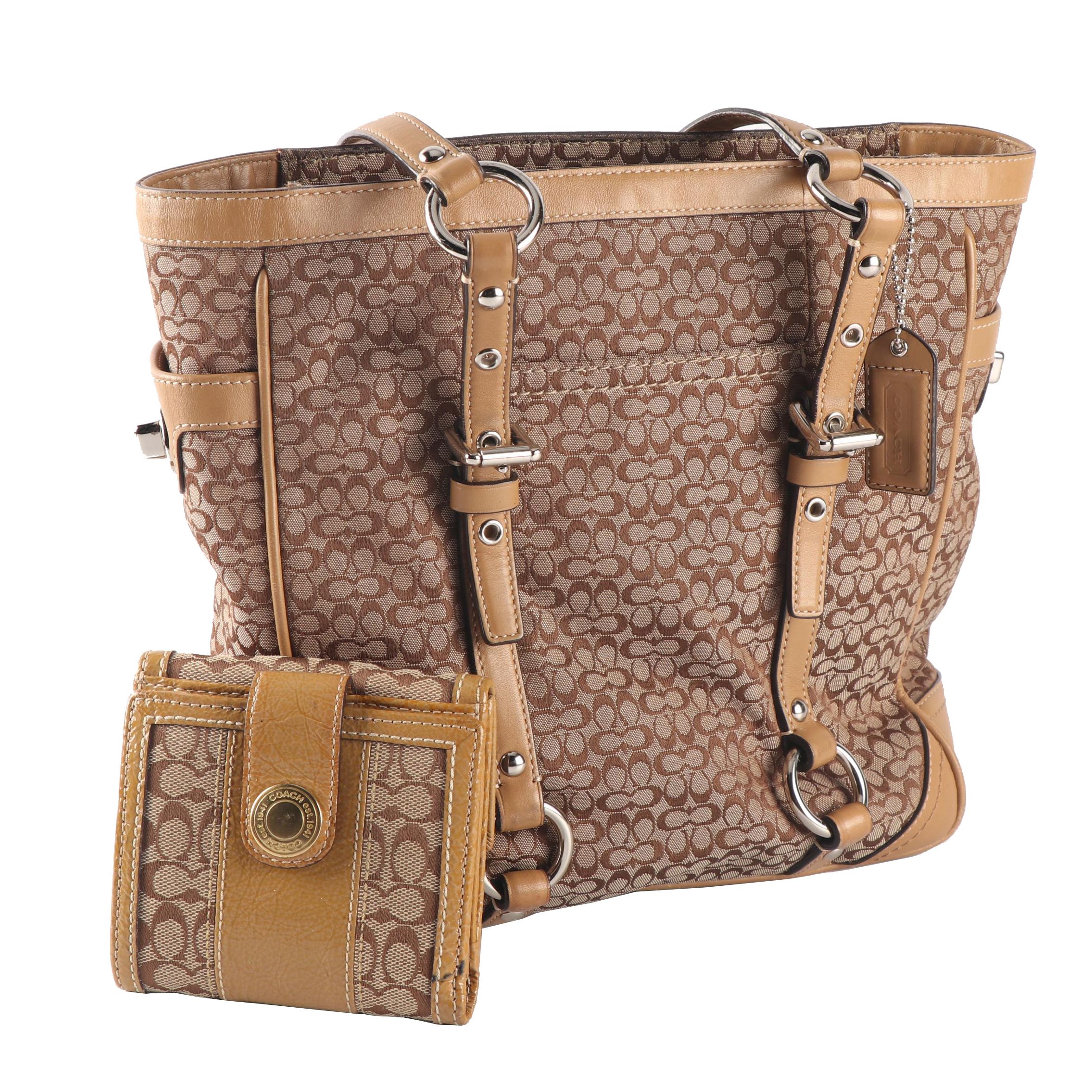 Coach Signature Canvas Tote and Wallet