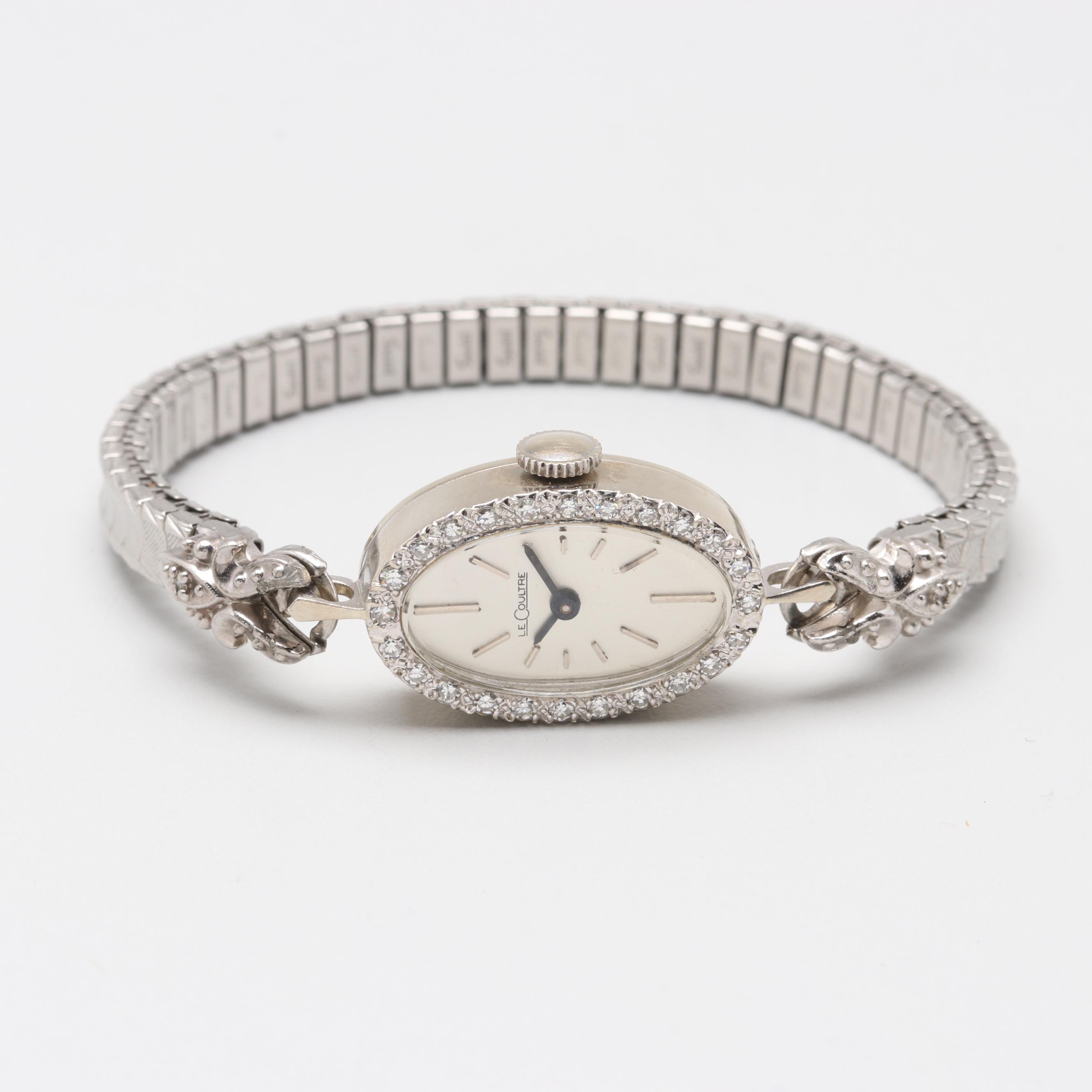 LeCoultre 14K White Gold Diamond Watch