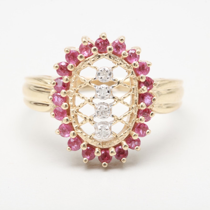 10K Yellow Gold Ruby and Diamond Ring