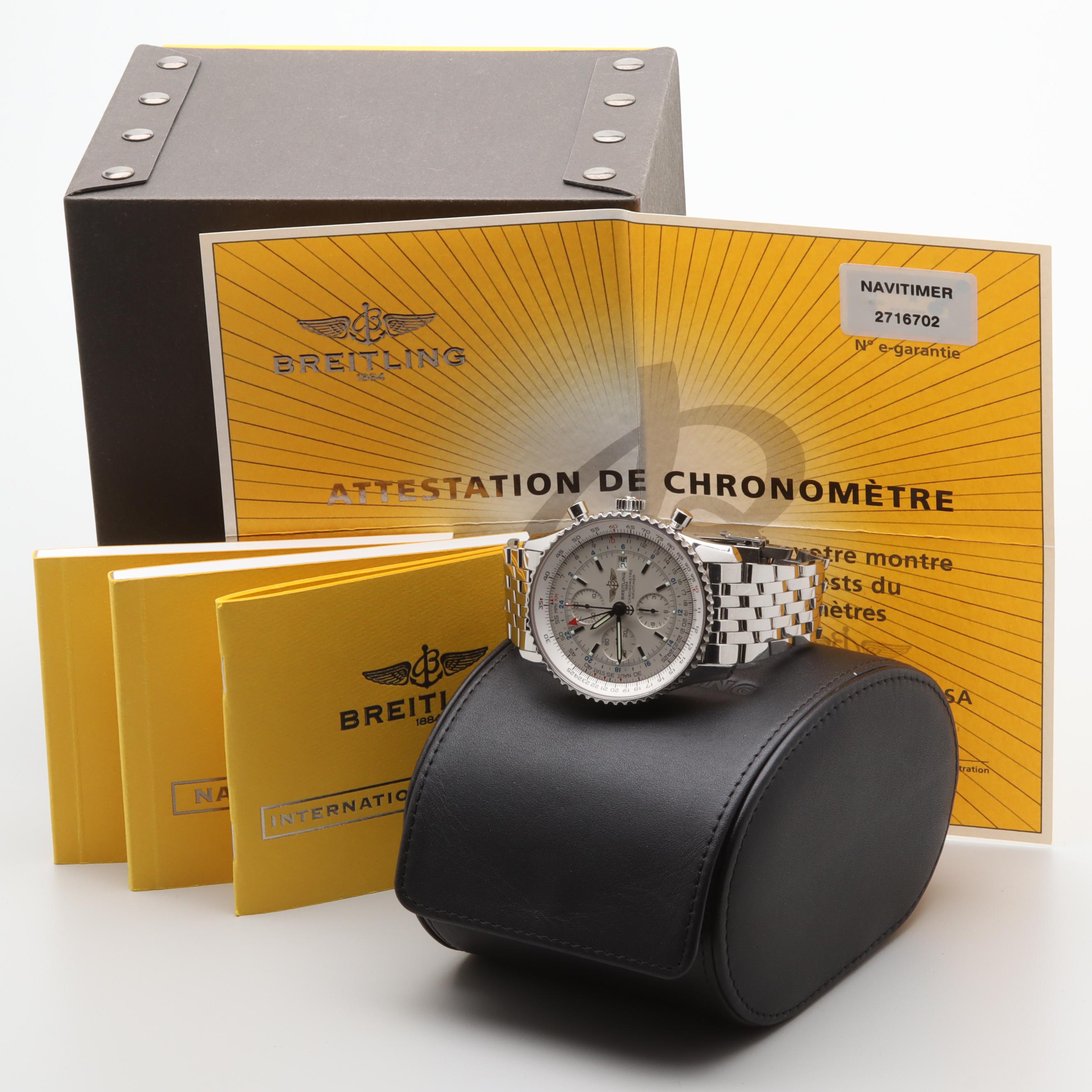 Breitling Navitimer World GMT Stainless Steel A24322 Automatic Watch