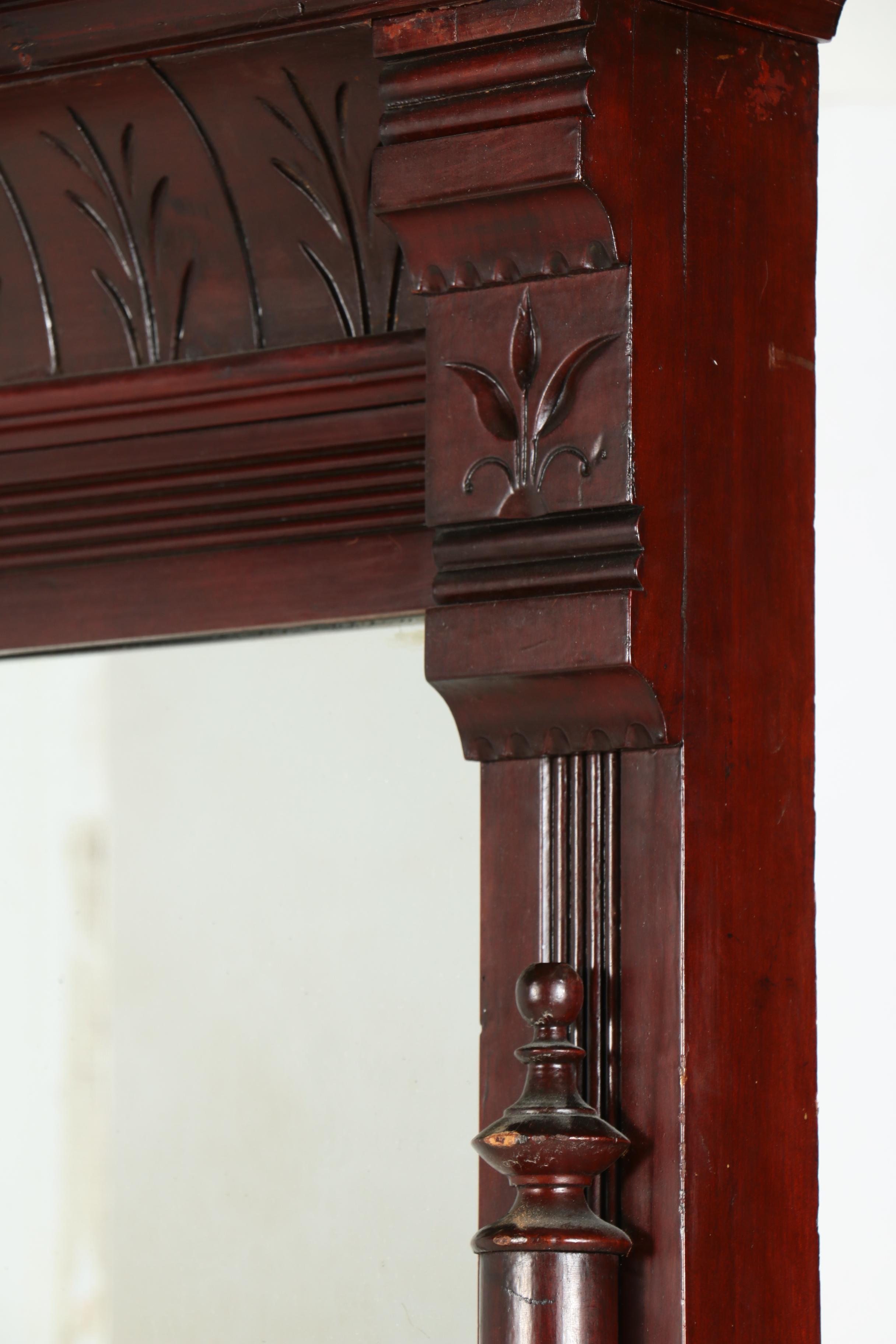 Victorian Cherrywood Pier Mirror with Shelf, Late 19th Century