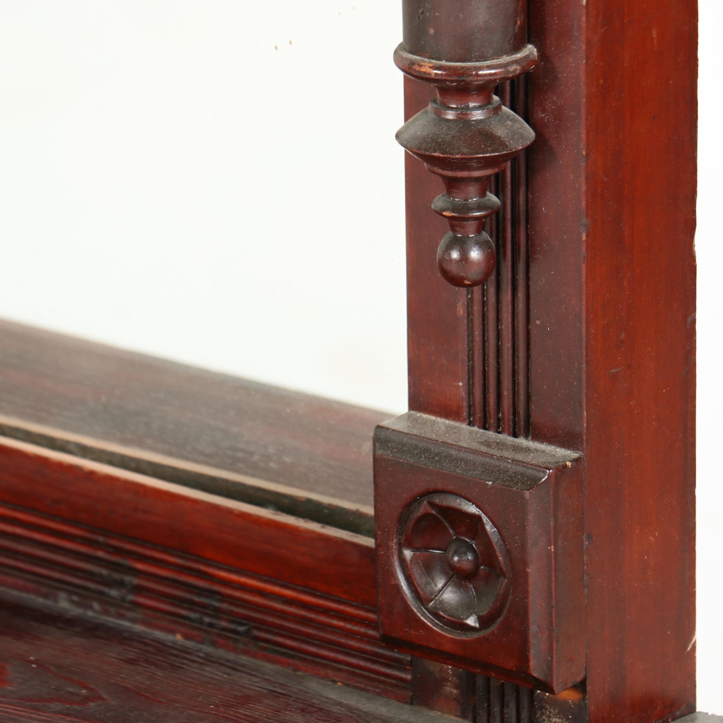 Victorian Cherrywood Pier Mirror with Shelf, Late 19th Century