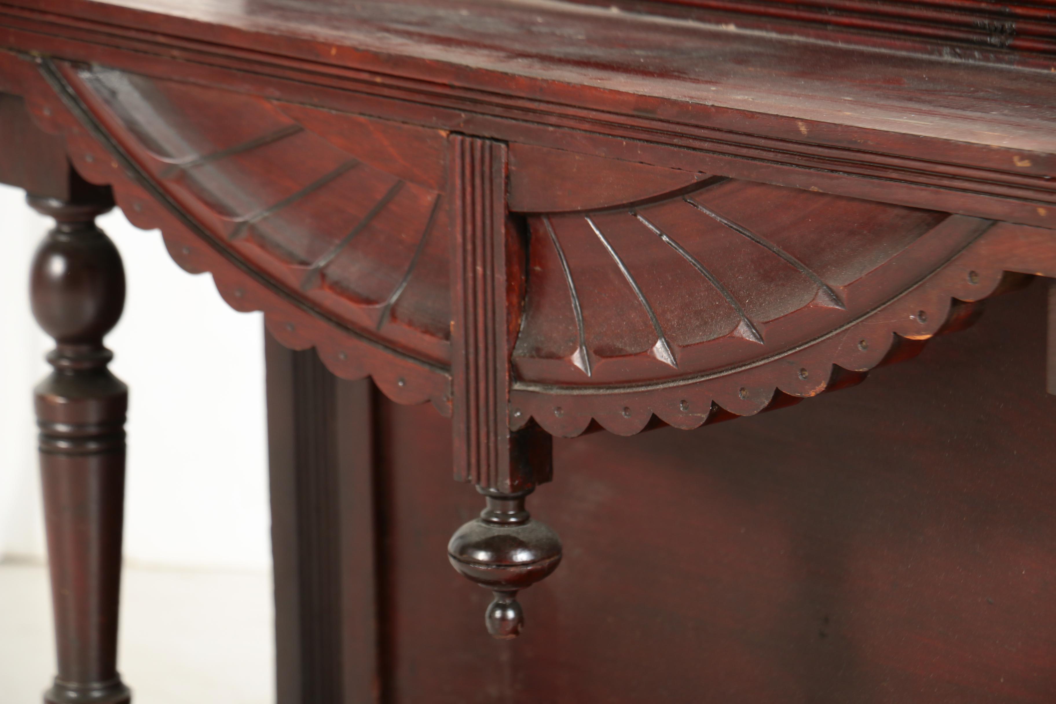 Victorian Cherrywood Pier Mirror with Shelf, Late 19th Century