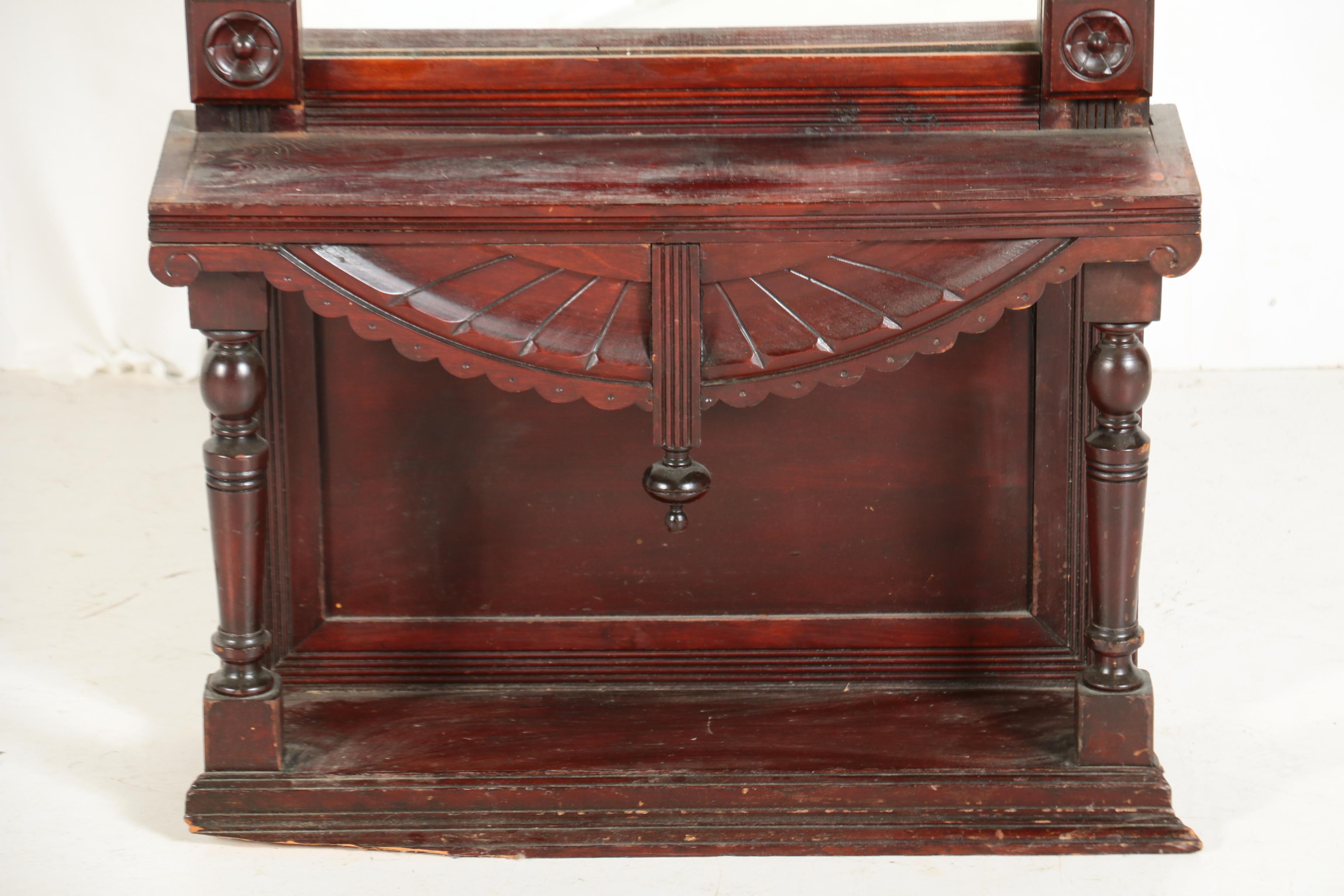 Victorian Cherrywood Pier Mirror with Shelf, Late 19th Century