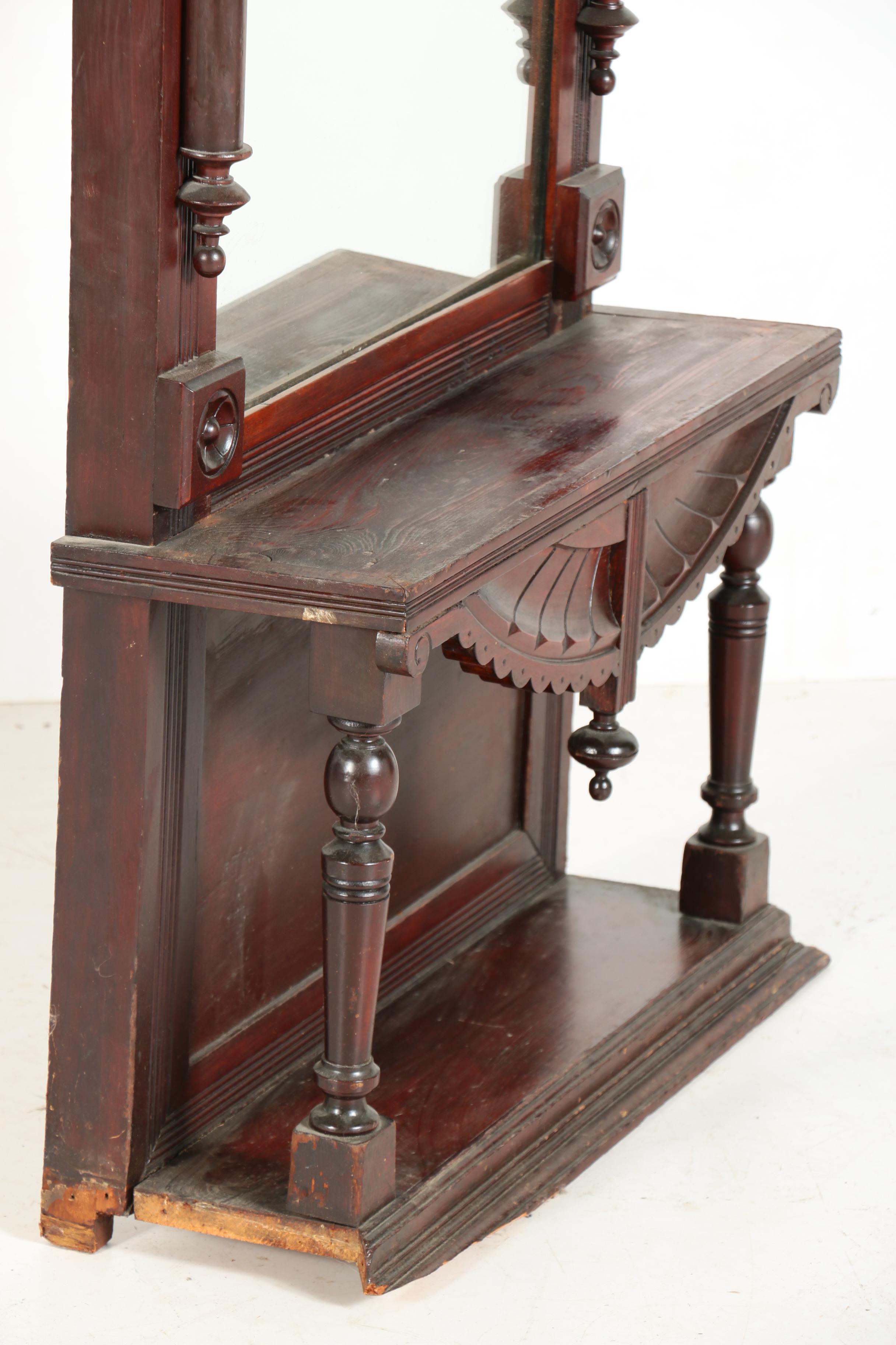 Victorian Cherrywood Pier Mirror with Shelf, Late 19th Century