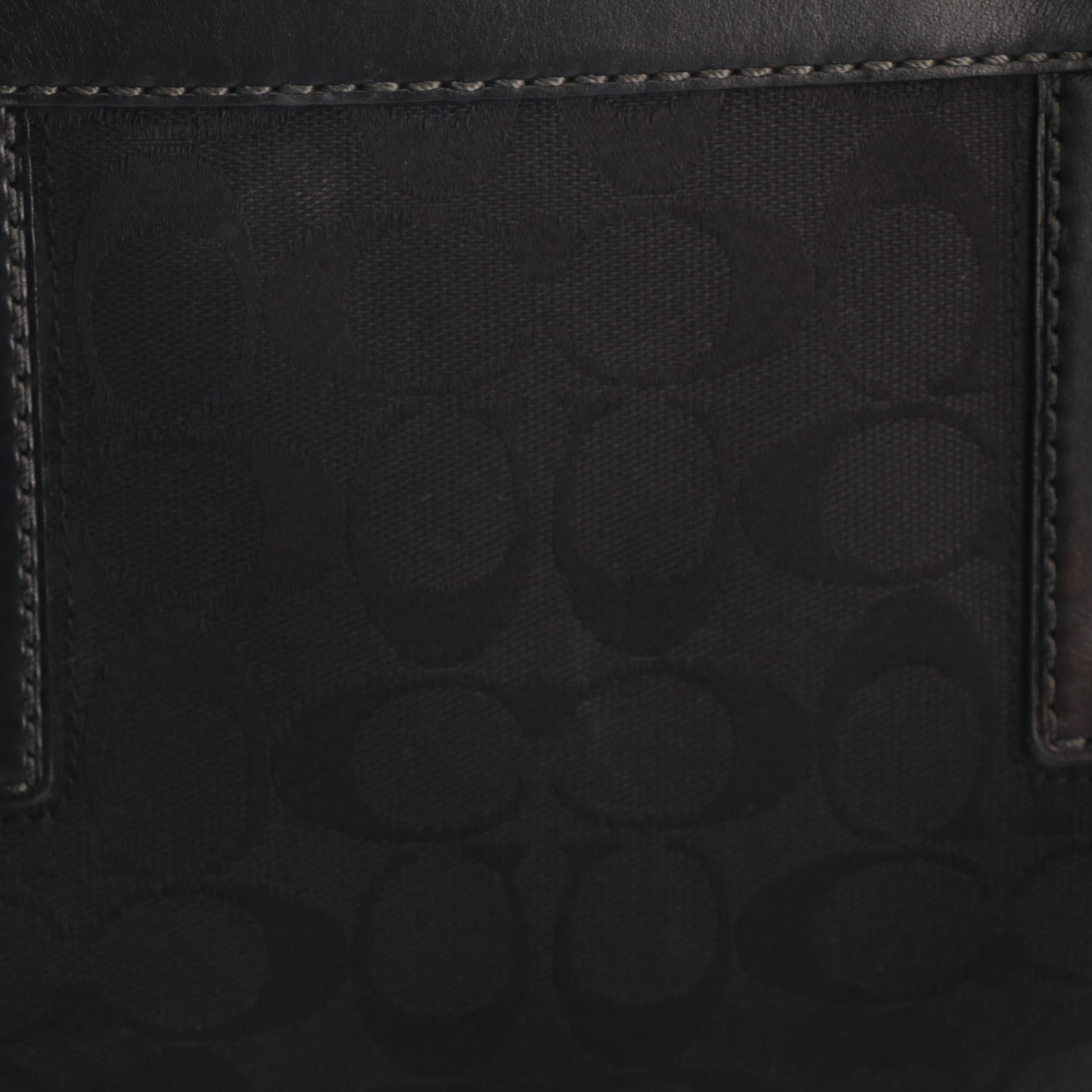 Coach Hampton Signature Black Canvas and Leather Carryall Handbag and Wallet