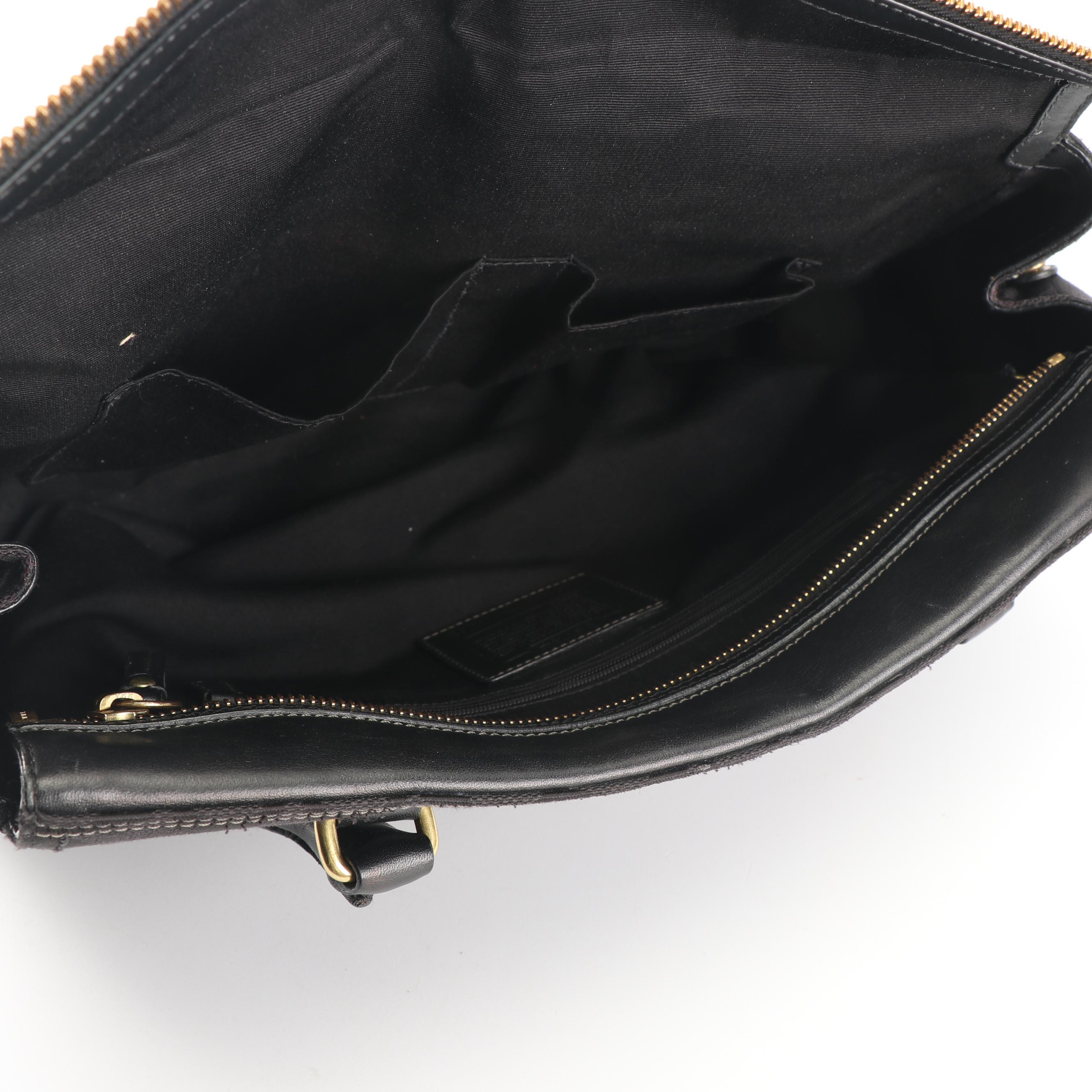 Coach Hampton Signature Black Canvas and Leather Carryall Handbag and Wallet