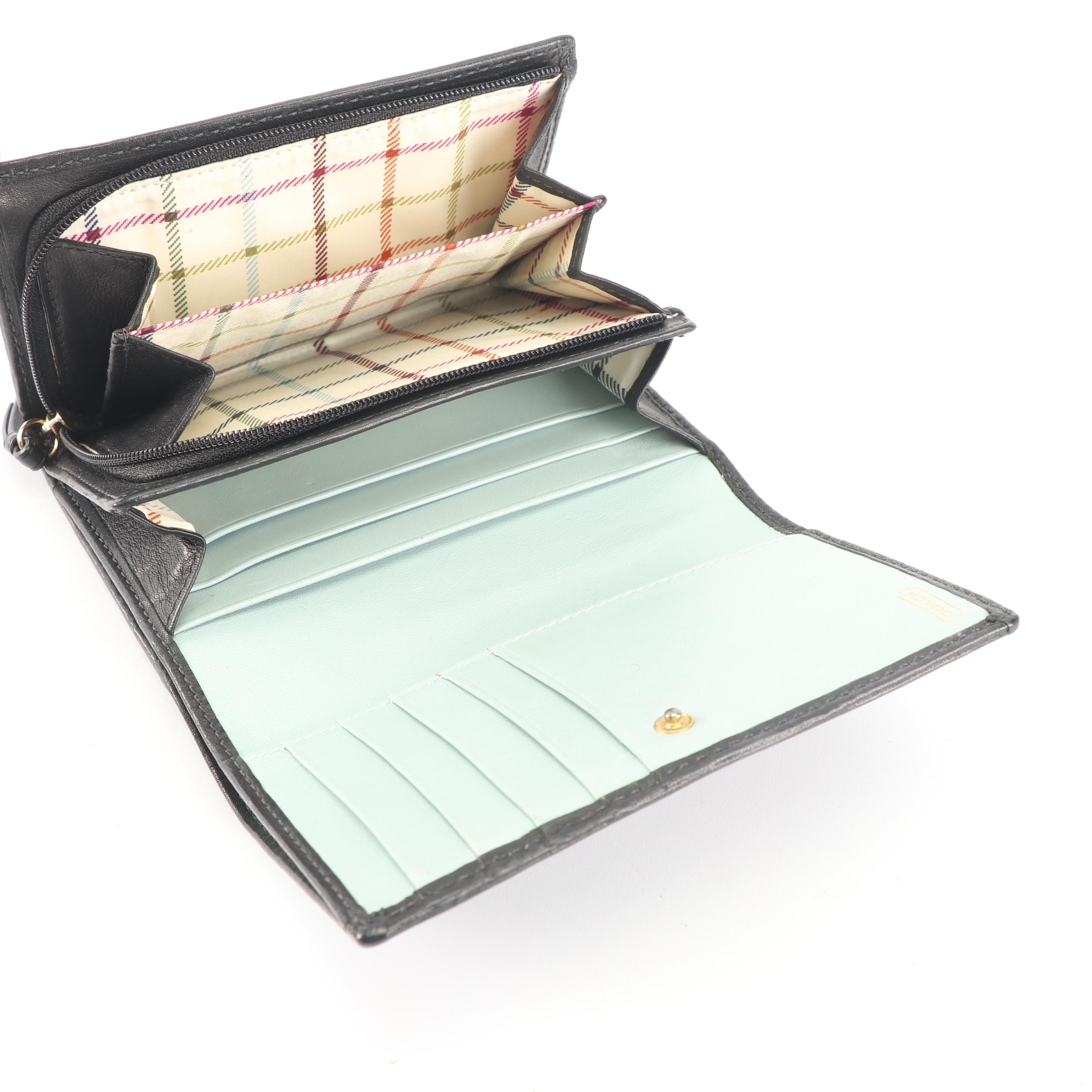 Coach Hampton Signature Black Canvas and Leather Carryall Handbag and Wallet