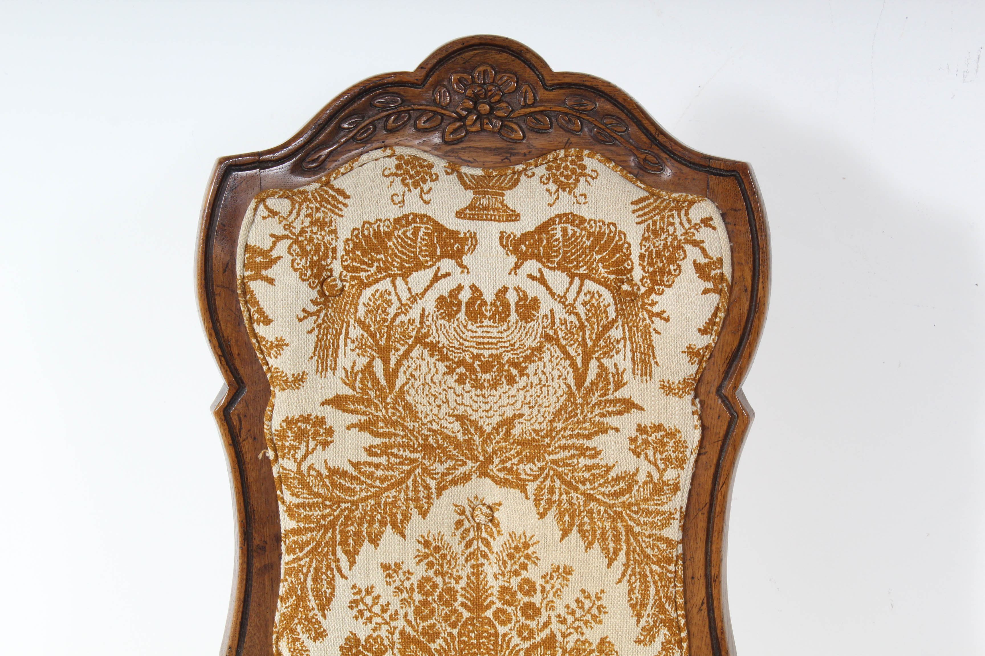 Vintage Wood Upholstered Arm Chairs